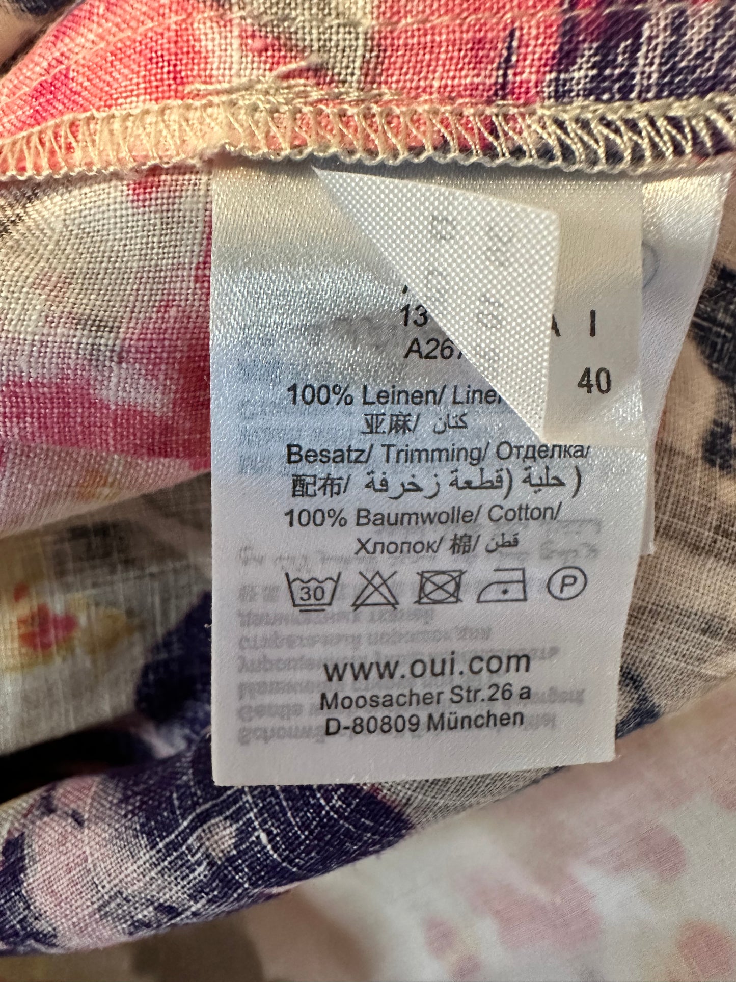 Oui Collection Linen Floral Dress – Fit & Flare – Summer Midi – Size UK 10