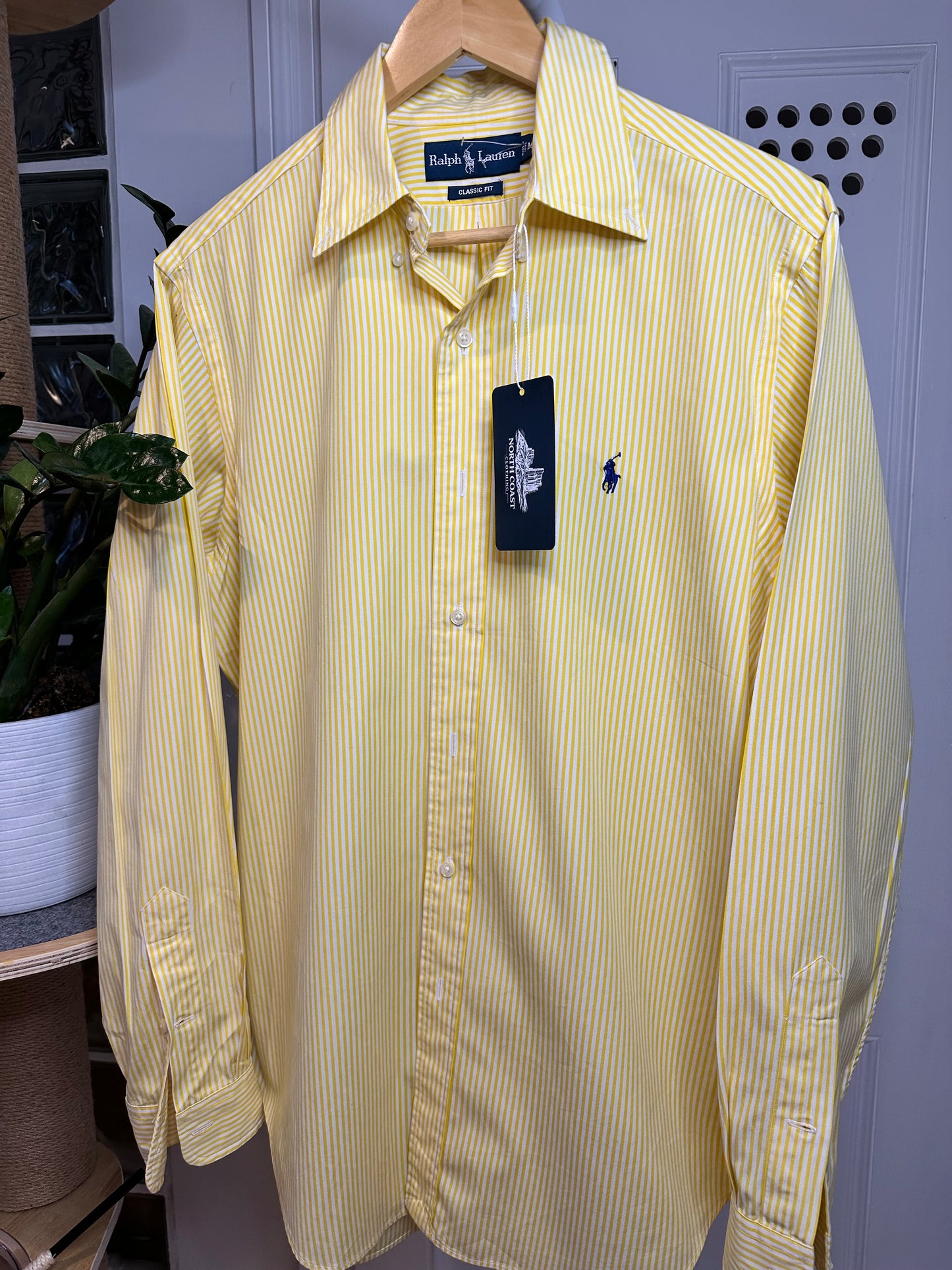 Ralph Lauren Yellow & White Striped Shirt - Men’s Medium