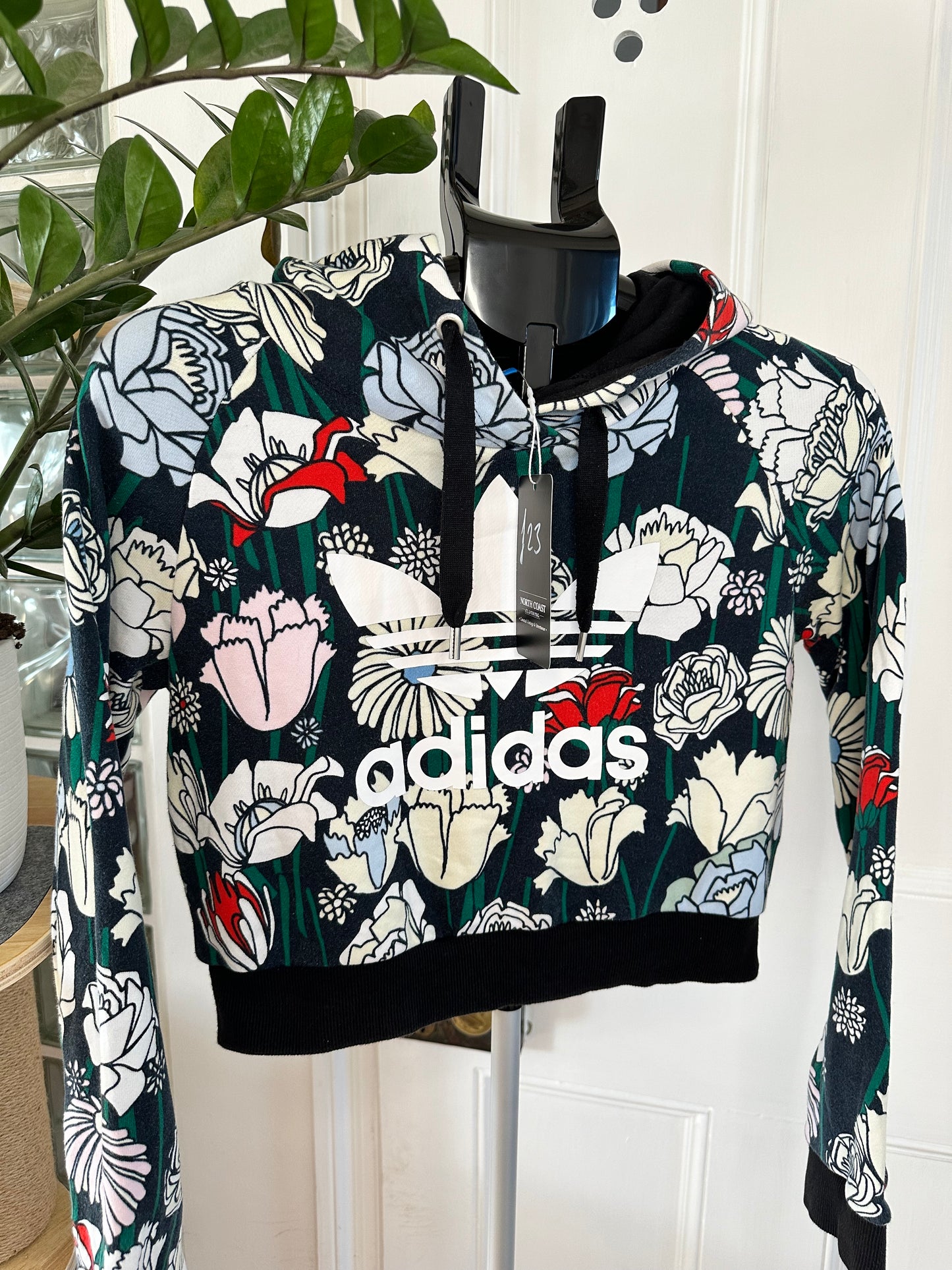 Adidas Flower Design Cropped Hoodie Women’s XS