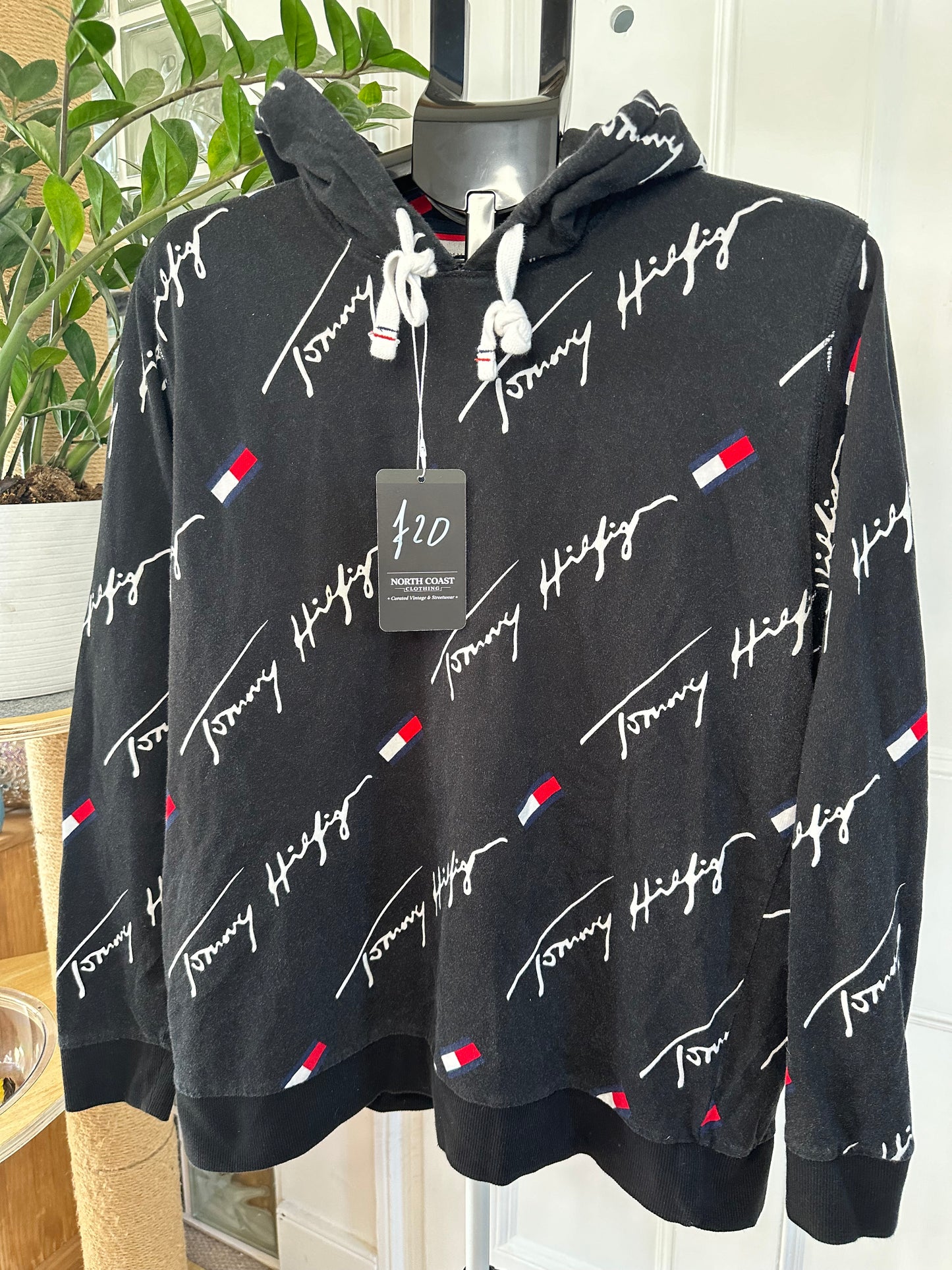 Tommy Hilfiger Black Logo’d Hoodie Women’s Large