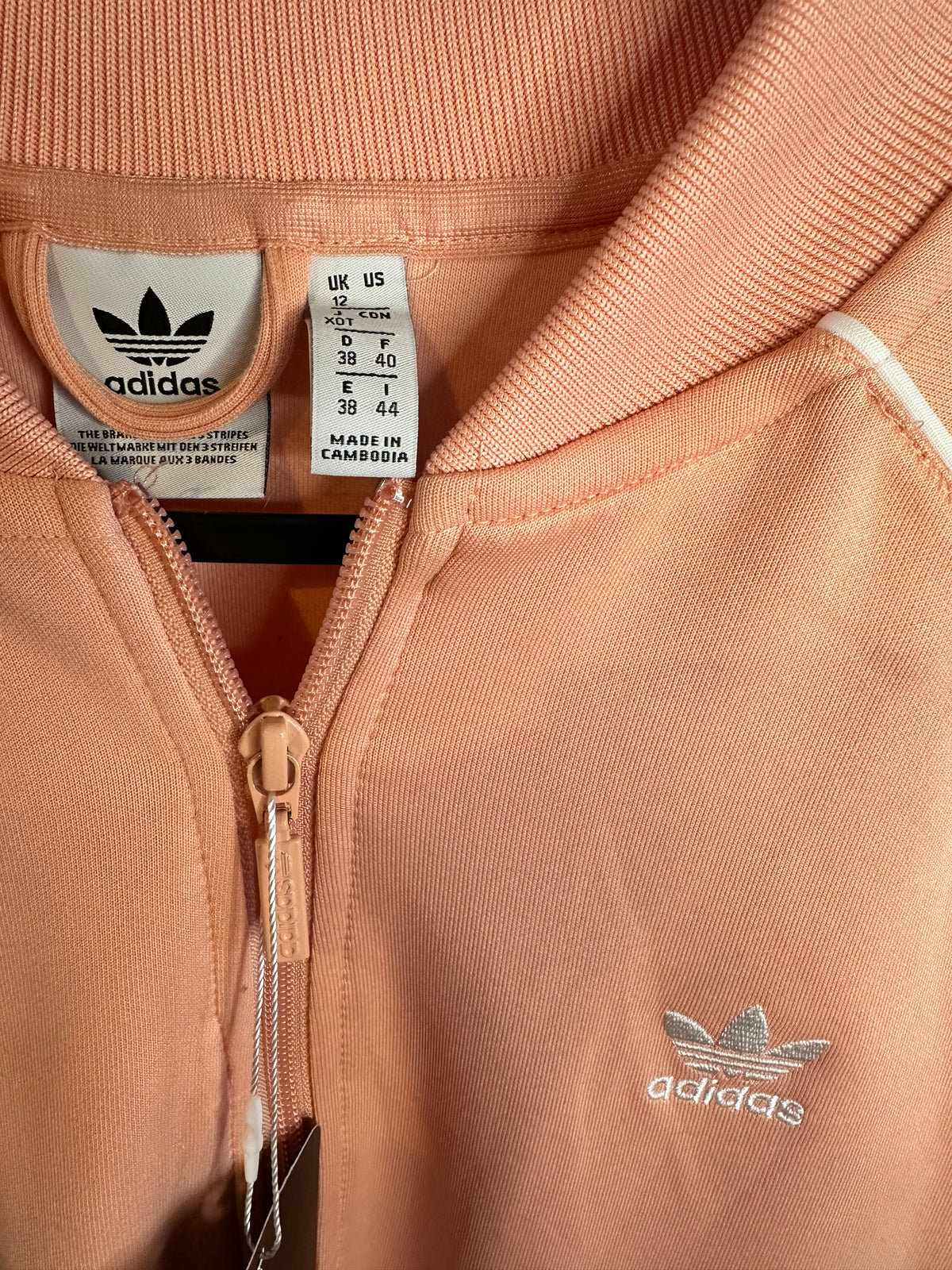 Adidas Originals Women’s Track Jacket – Peach/White – UK 12