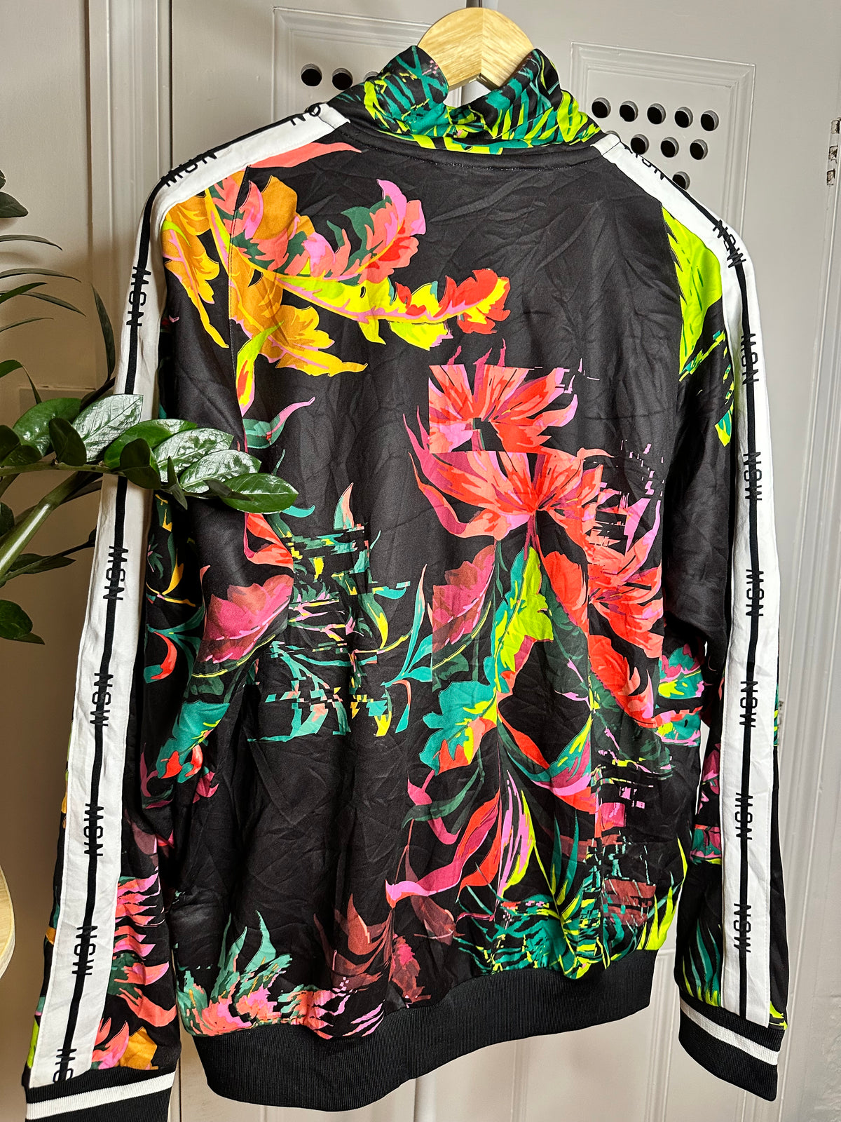 Nike Sportswear Tropical Floral Track Jacket – Black/Multi – Relaxed Size Small