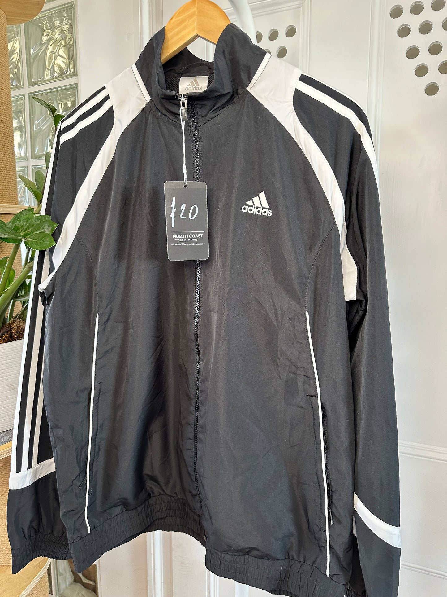 Adidas Black Track Jacket Full Zip - Medium Relaxed Fit