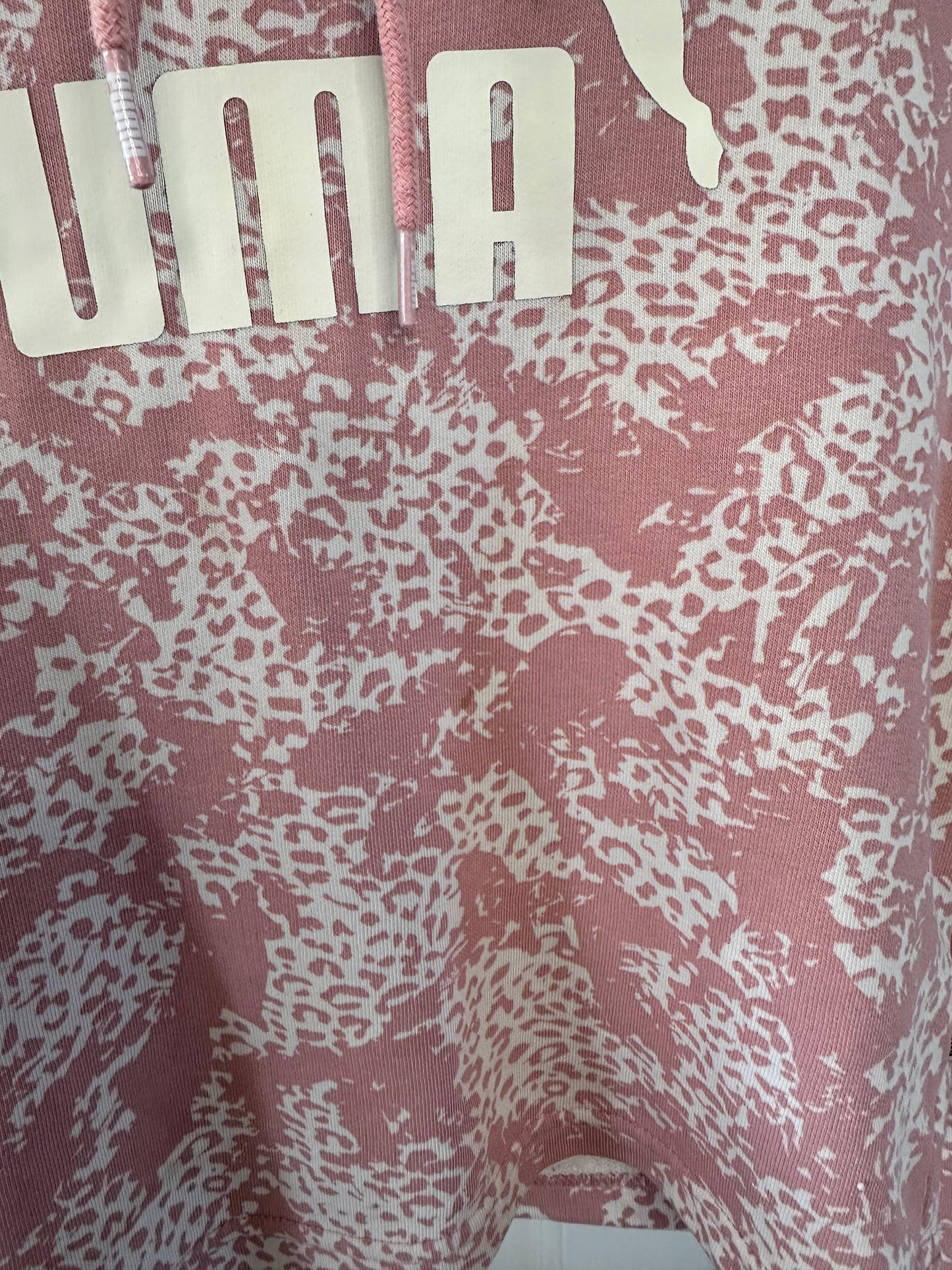 Puma Pink Animal Print Cropped Hoodie Women’s XS