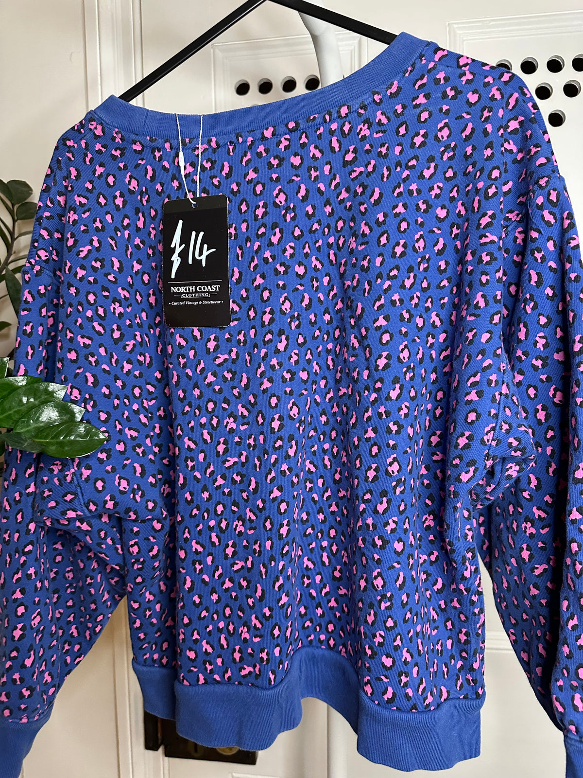 Levi’s Leopard Print Sweatshirt – Blue & Pink – Size S