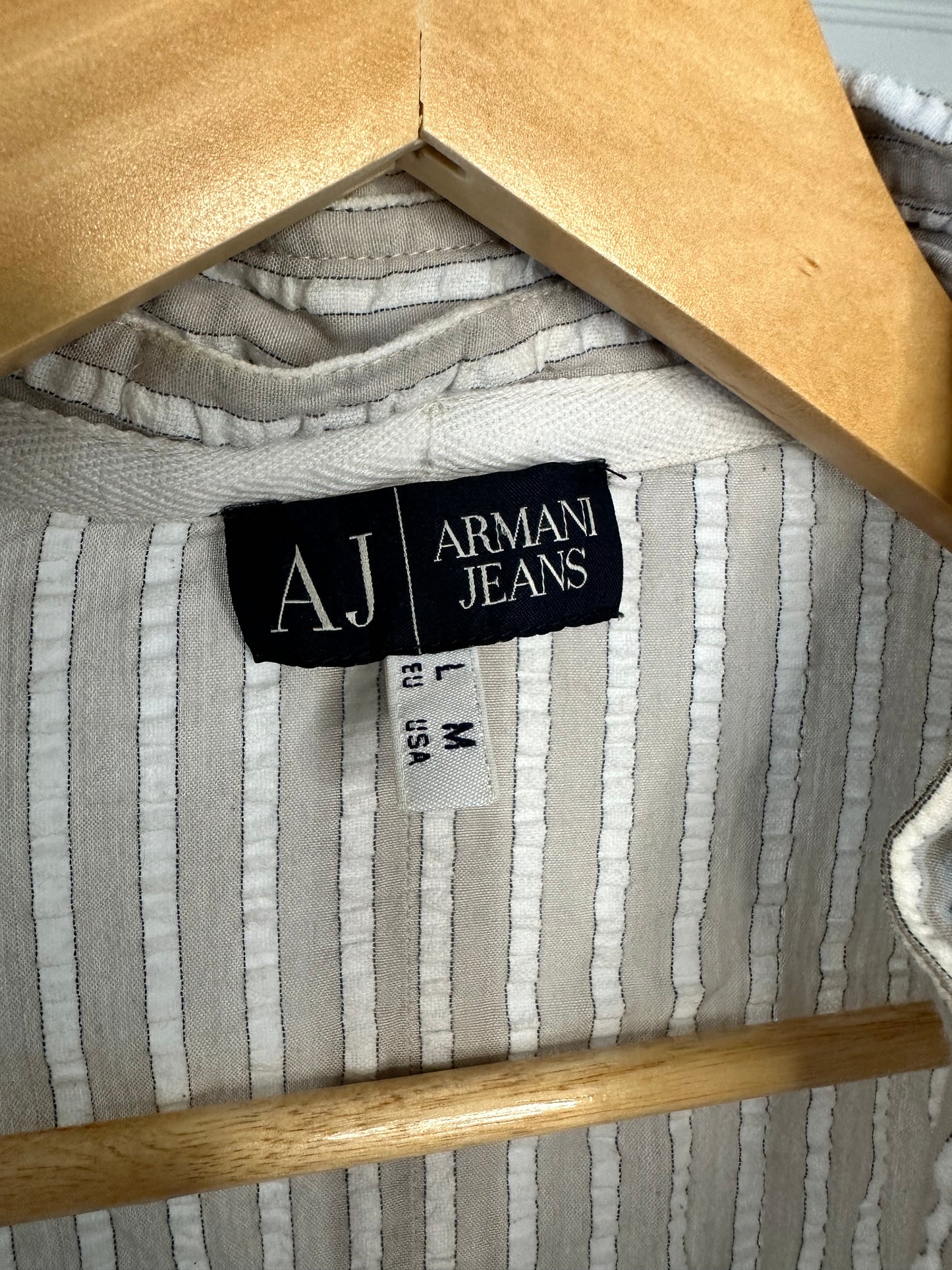 Armani Textured Stripe Shirt – Detachable Collar – Size M
