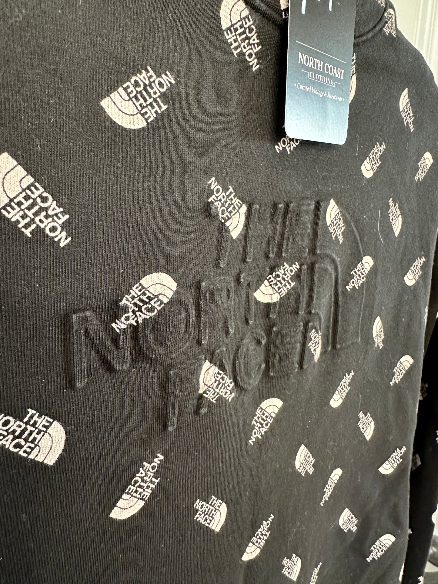 The North Face Black Sweatshirt with Allover Logo - Women’s Small