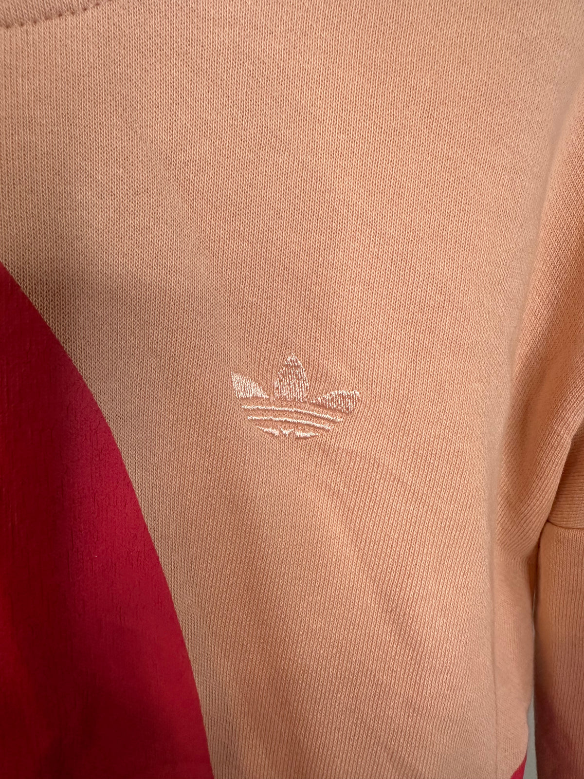 Adidas Originals Oversized Trefoil Hoodie – Peach / Multi – XS