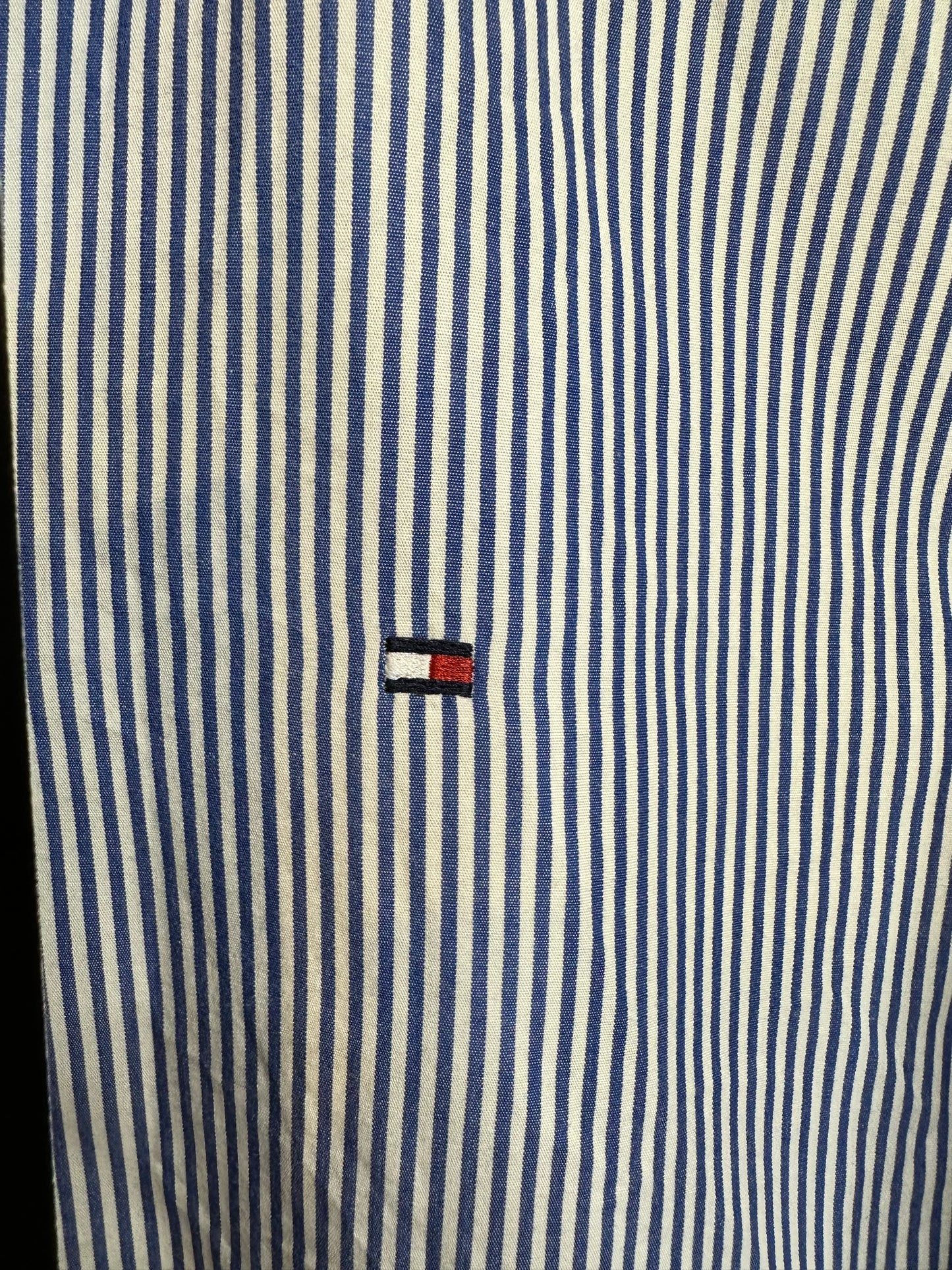 Tommy Hilfiger Blue & White Striped Summer Shirt - Medium
