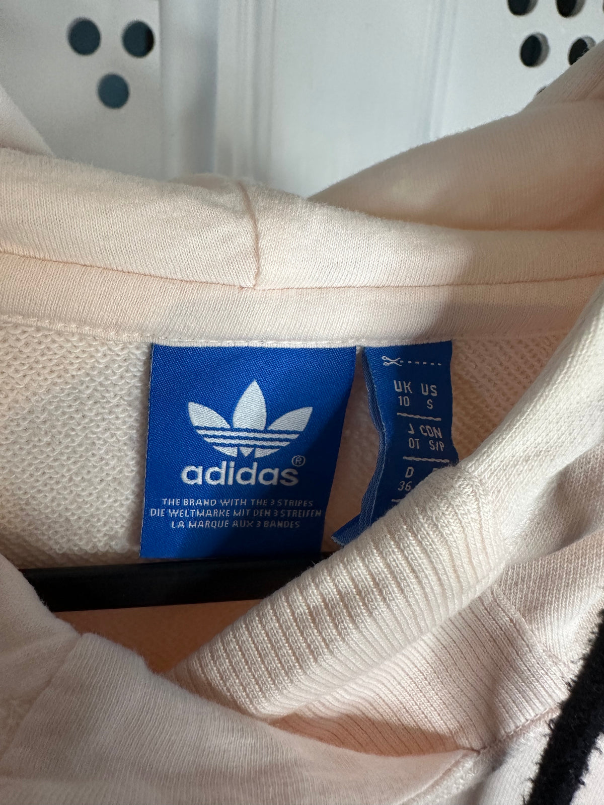 Adidas Originals Floral Appliqué Trefoil Hoodie – Cream – UK 10
