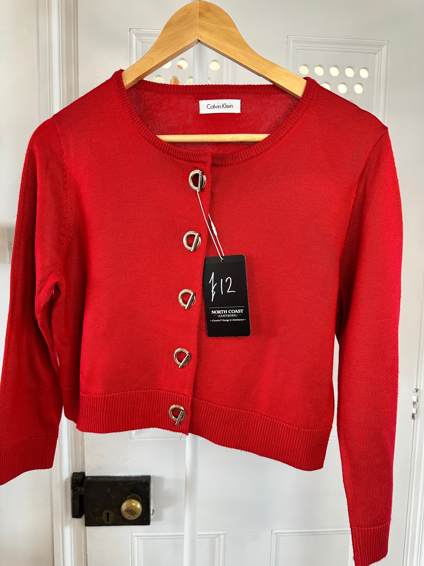 Calvin Klein Red Cropped Cardigan - Women’s Small