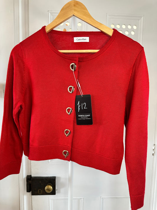 Calvin Klein Red Cropped Cardigan - Women’s Small