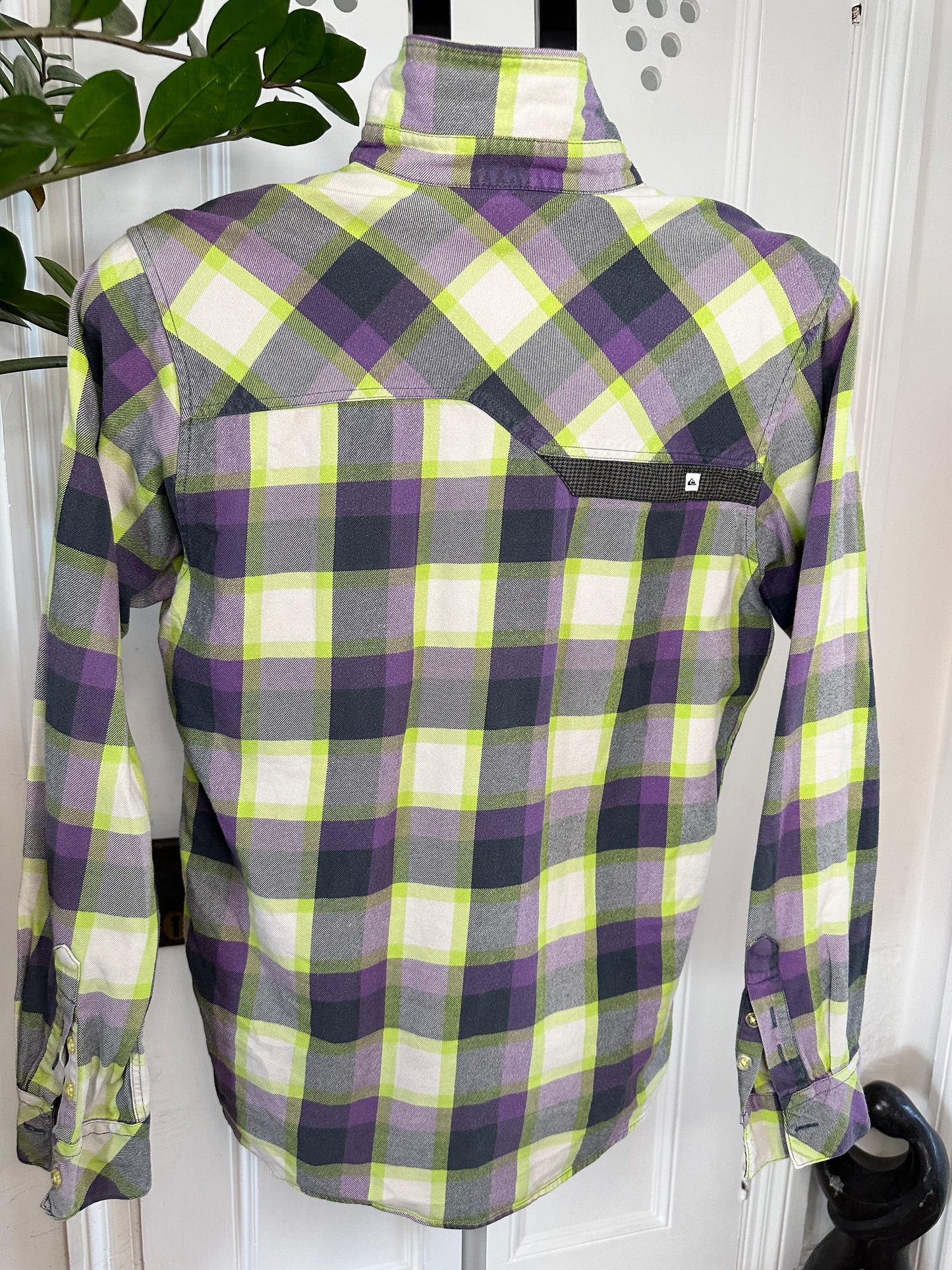 Quiksilver Shirt Men’s Small Purple White Check