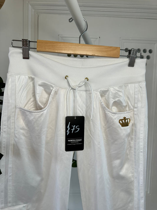 Adidas x Missy Elliot ‘Respect Me’ Joggers Track Pants.White with Gold Poppers. 34x32. Y2K Classics.