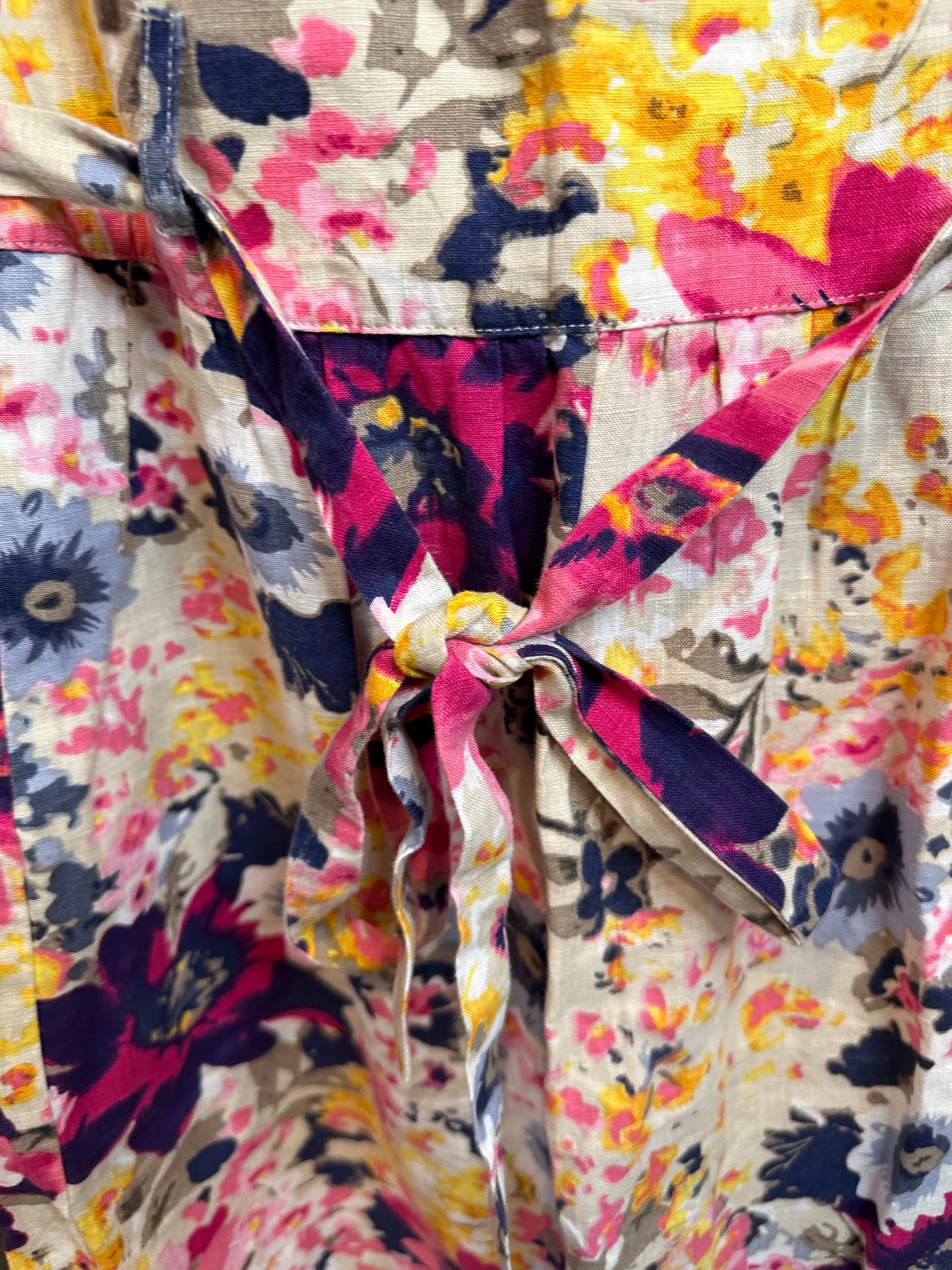 Oui Collection Linen Floral Dress – Fit & Flare – Summer Midi – Size UK 10