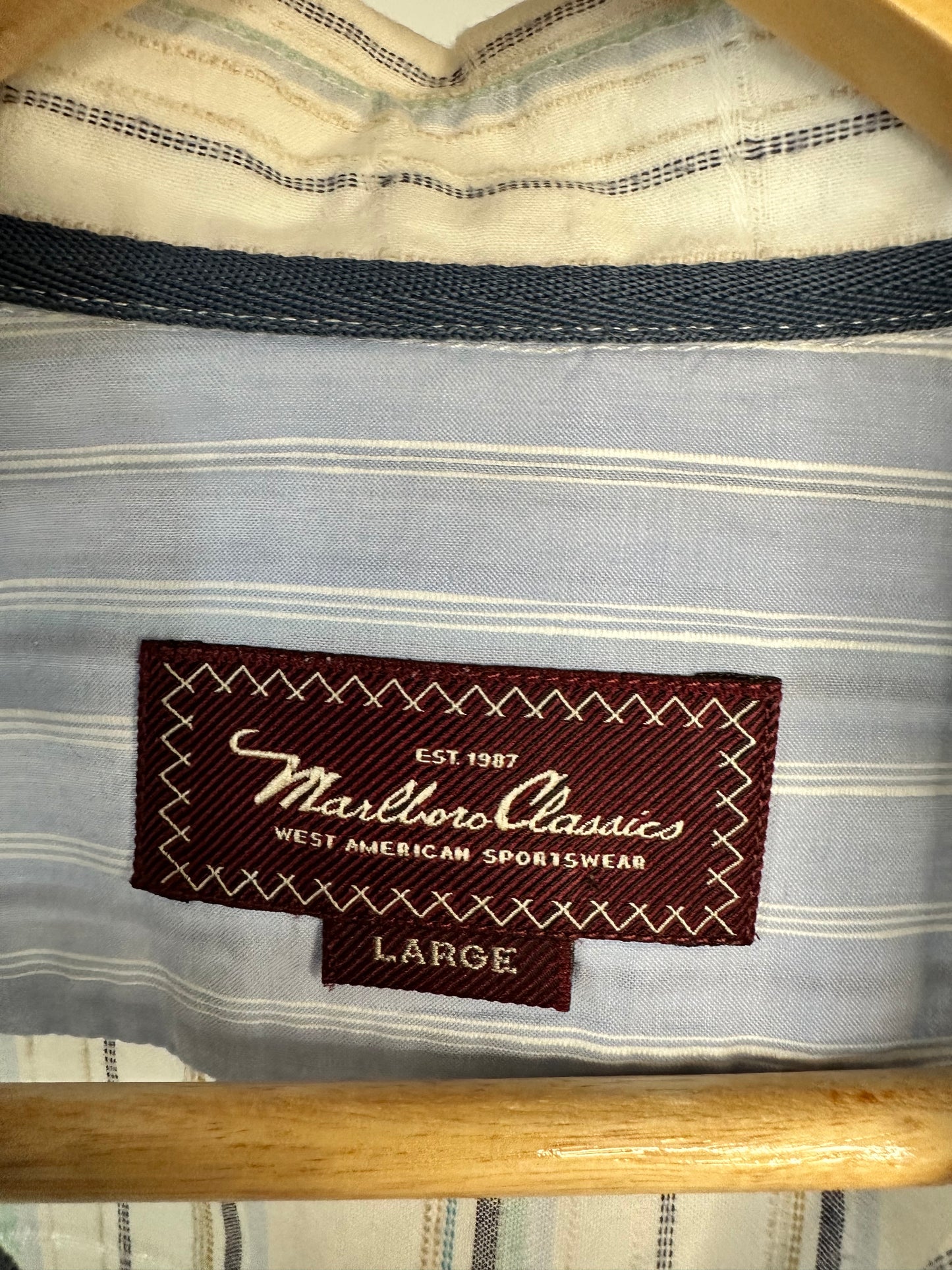 Marlboro Classics Vintage Short Sleeve Striped Shirt - Men’s Large