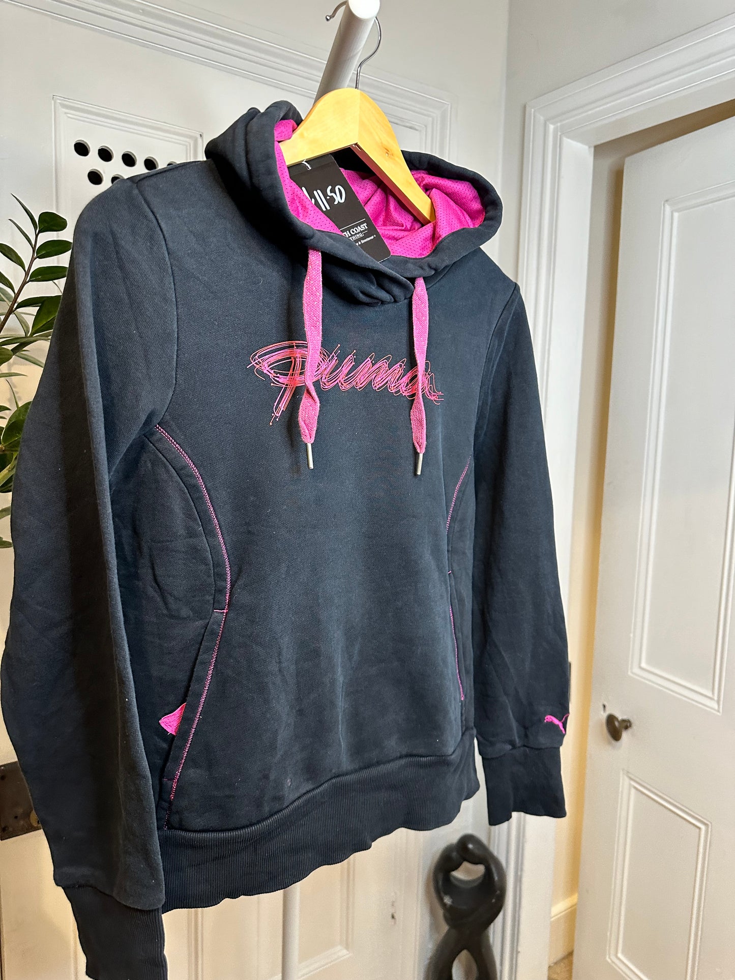 Puma Hoodie Dark Blue with Pink Detailing - Women’s Medium