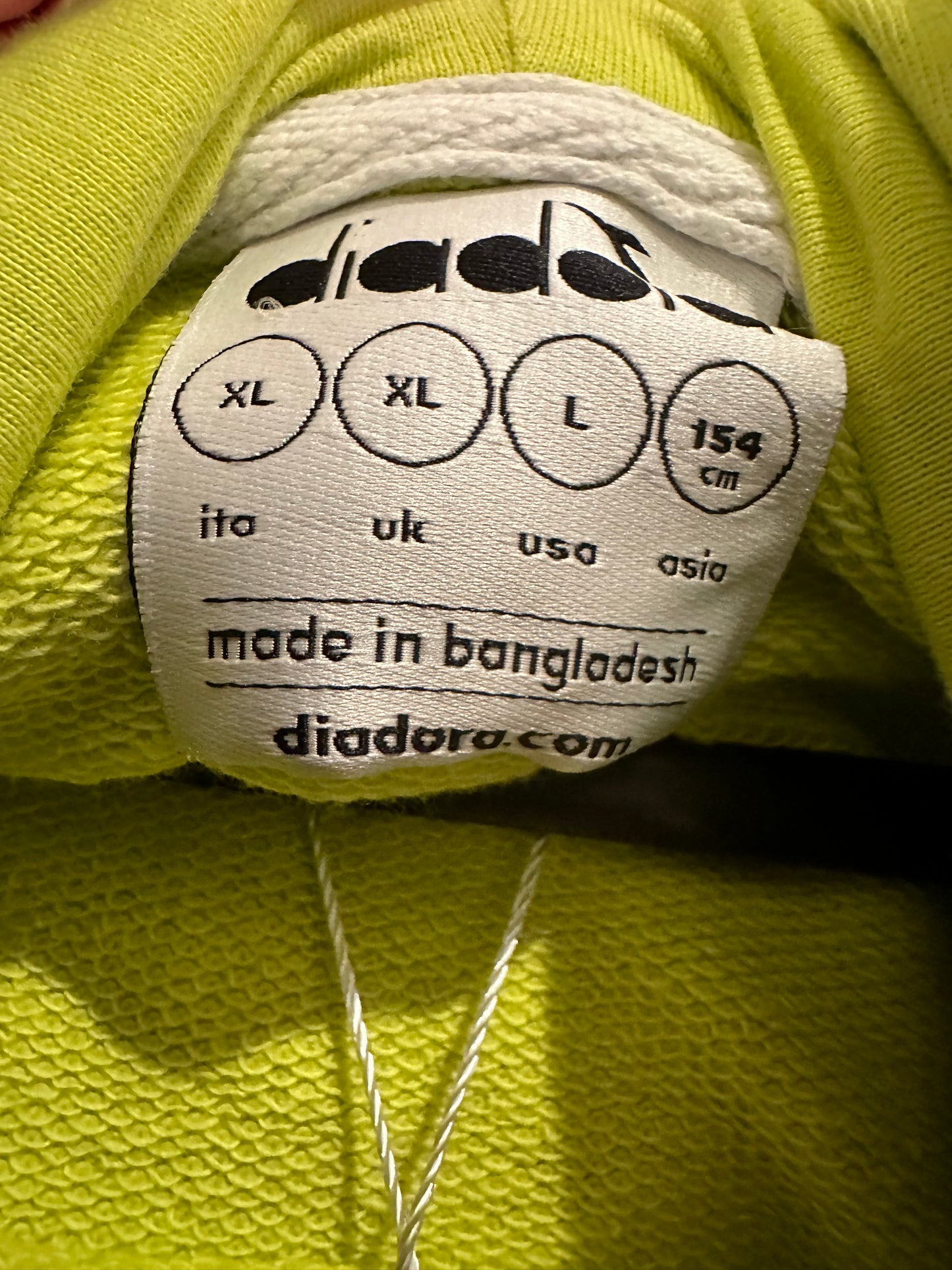 Diadora Bright Lime Green Hoodie - Size XL