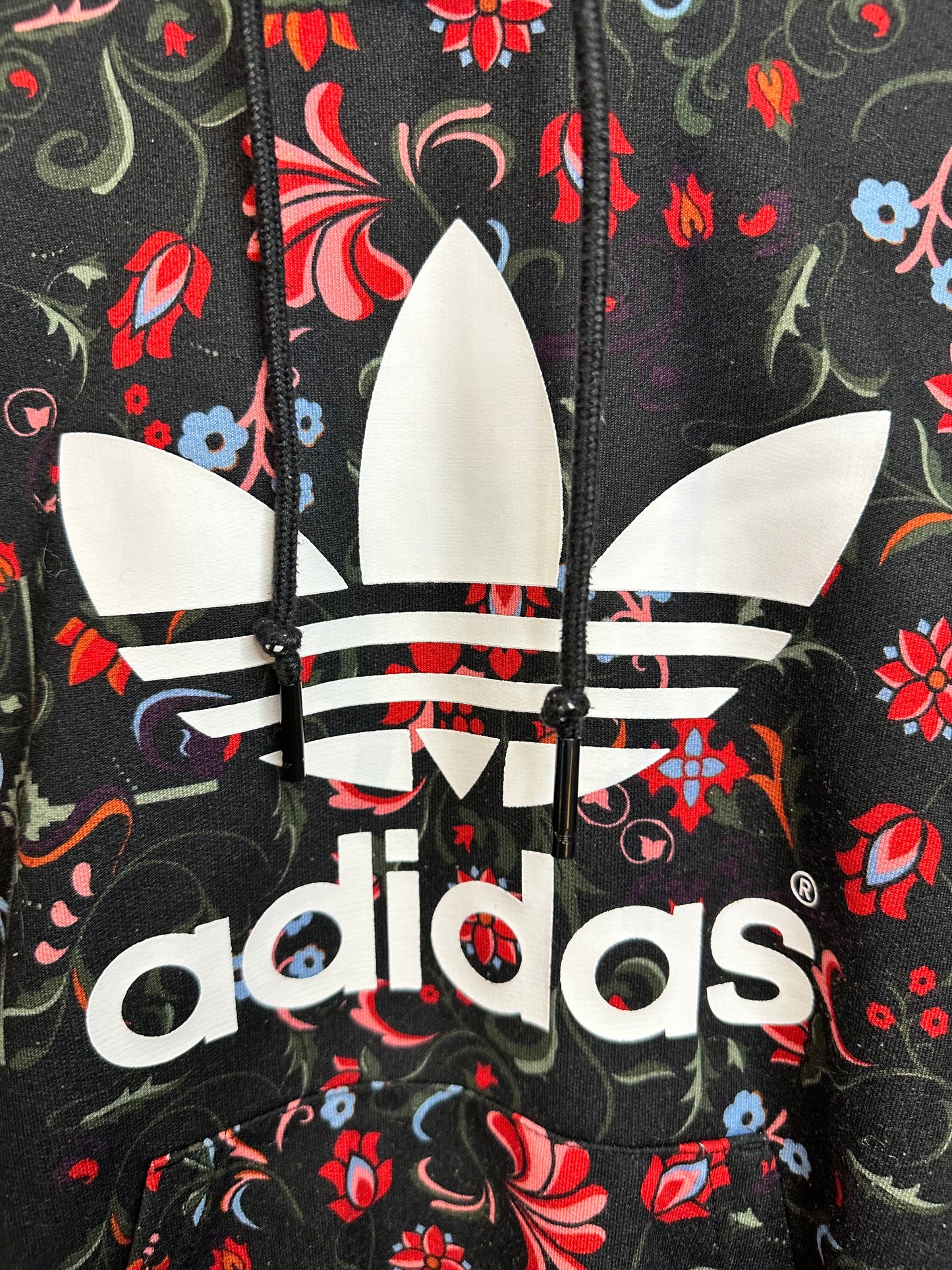 Adidas Black / Floral Hoodie - Women’s Small