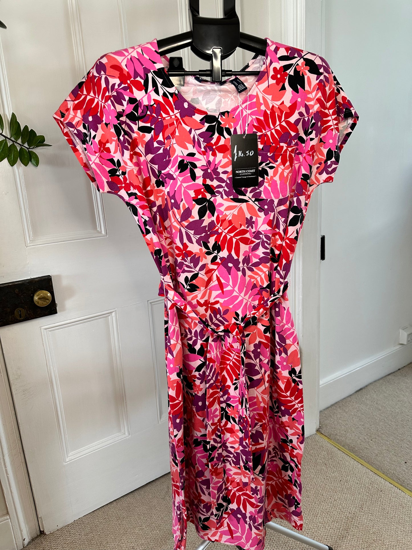 Lands End Floral Bright Midi Dress Medium