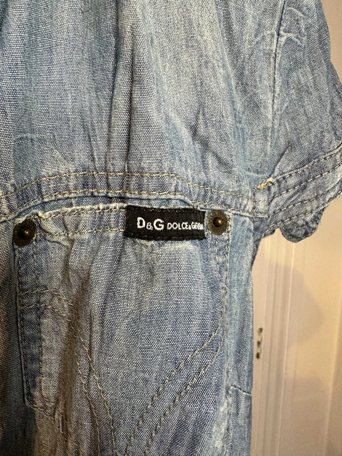 D&G Dolce & Gabbana Denim Playsuit / Romper – Fitted Y2K Designer – Size S/M