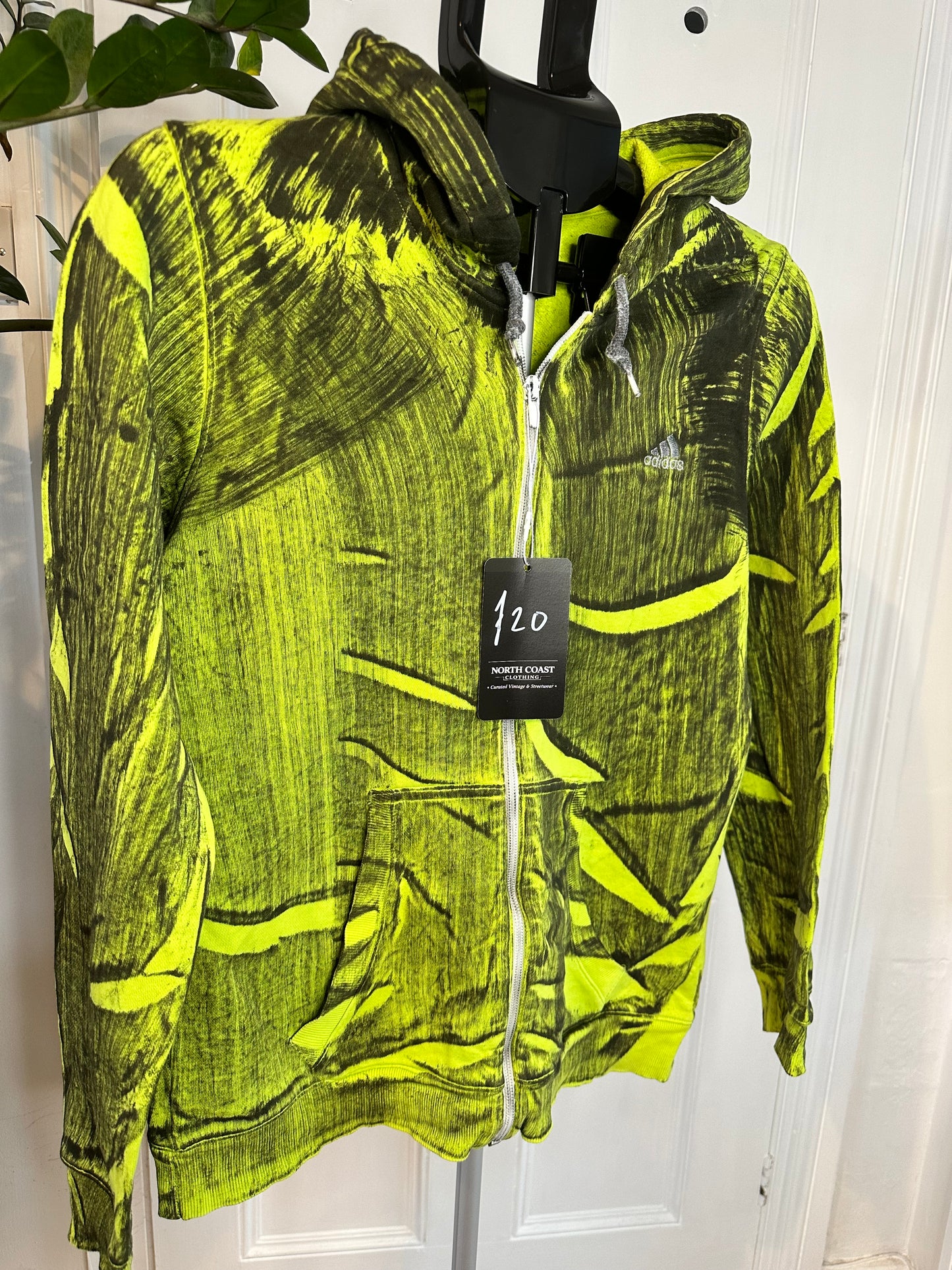 Adidas Full Zip Hoodie Women’s Medium / Men’s Small - Neon Green and Black Tie Dye