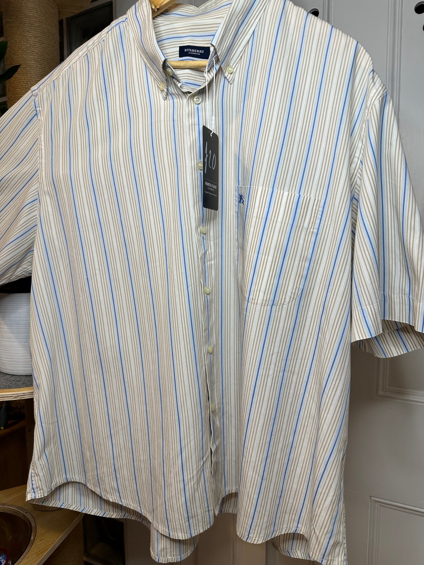 Burberry Short Sleeve Shirt Striped Oversized Loose Relaxed Fit - Men’s XL