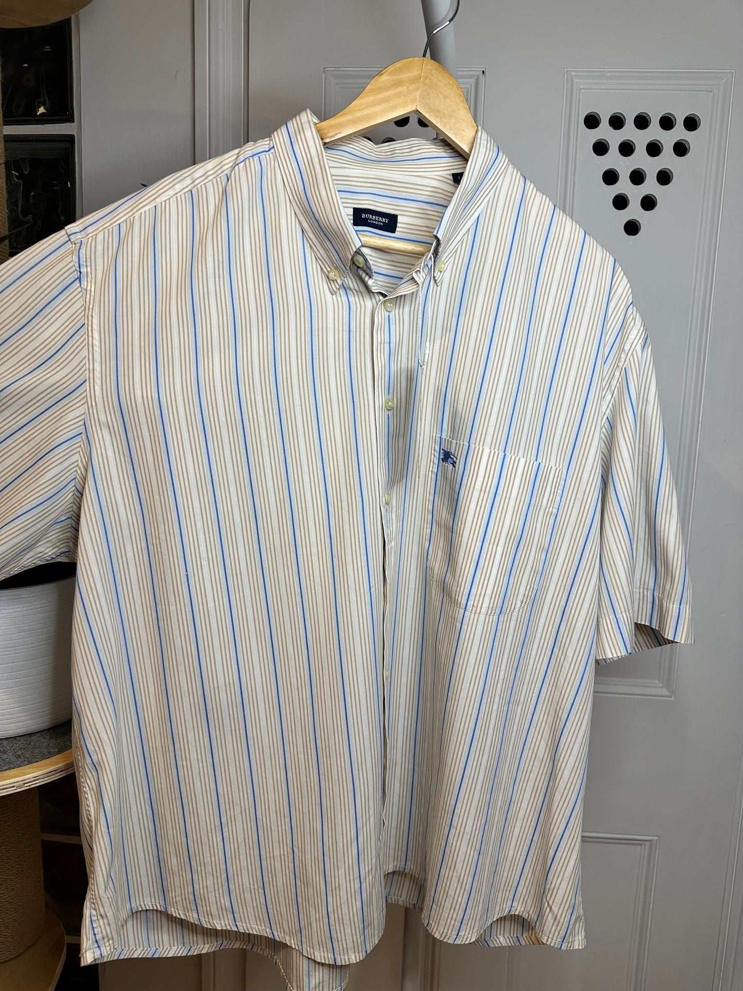 Burberry Short Sleeve Shirt Striped Oversized Loose Relaxed Fit - Men’s XL