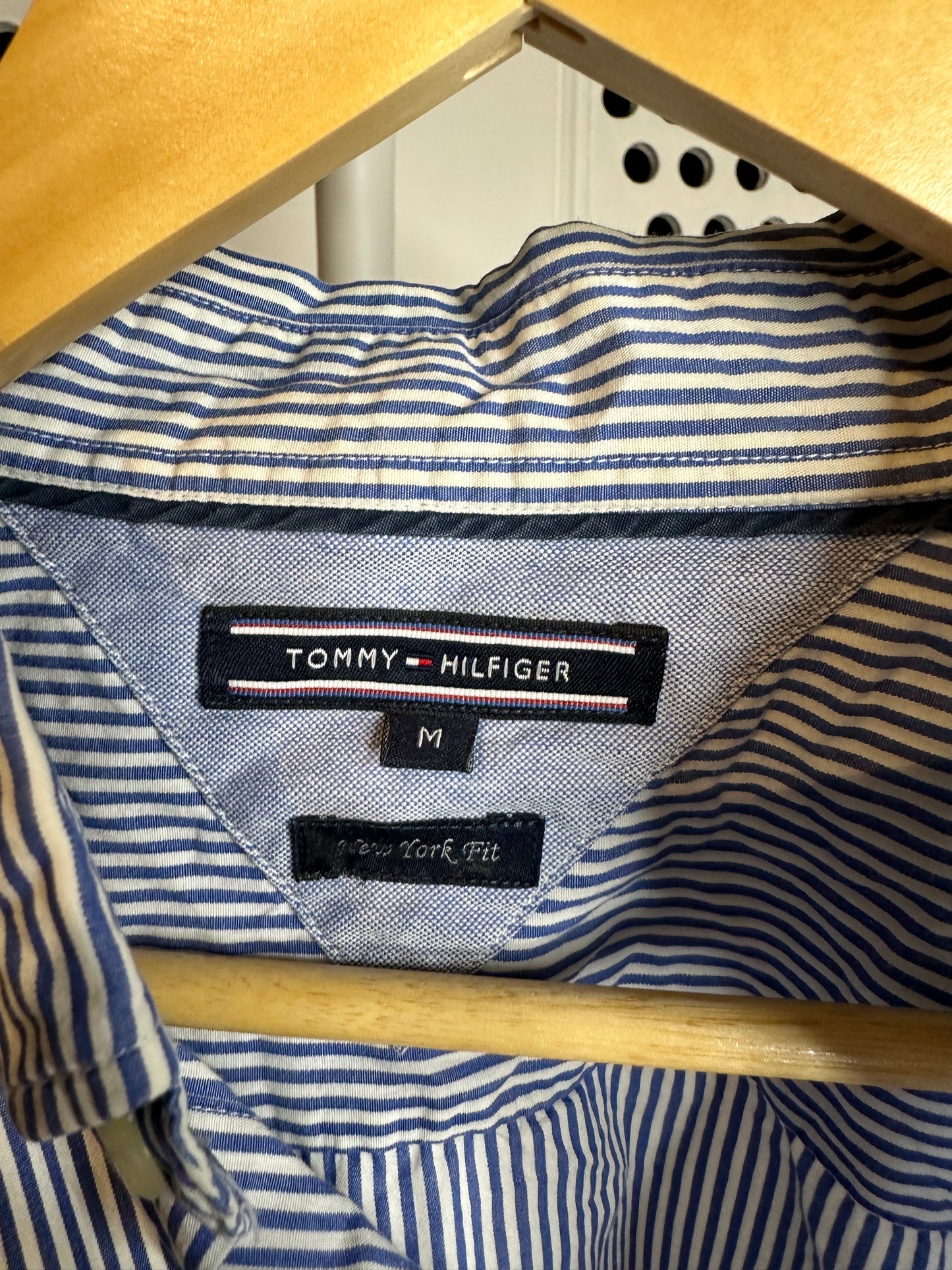 Tommy Hilfiger Blue & White Striped Summer Shirt - Medium