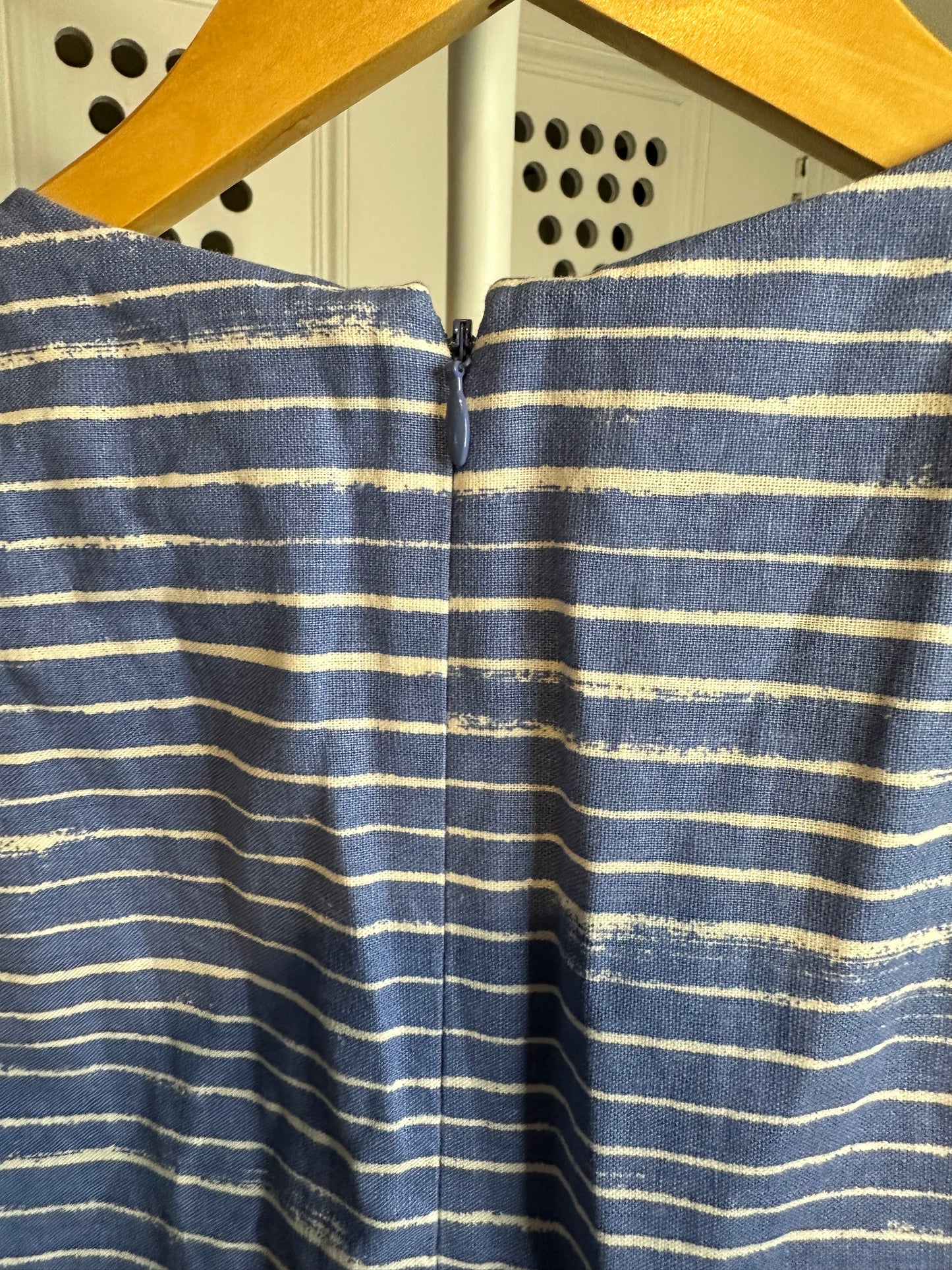 GAP Blue & White Striped Skater Midi Dress – Fit & Flare – Size S