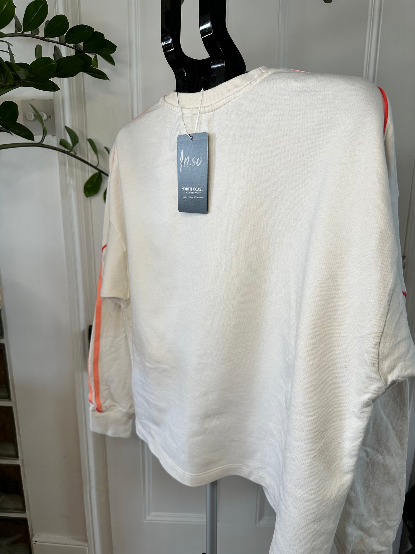 Adidas Sweatshirt Women’s Small - White with Peach Stripes
