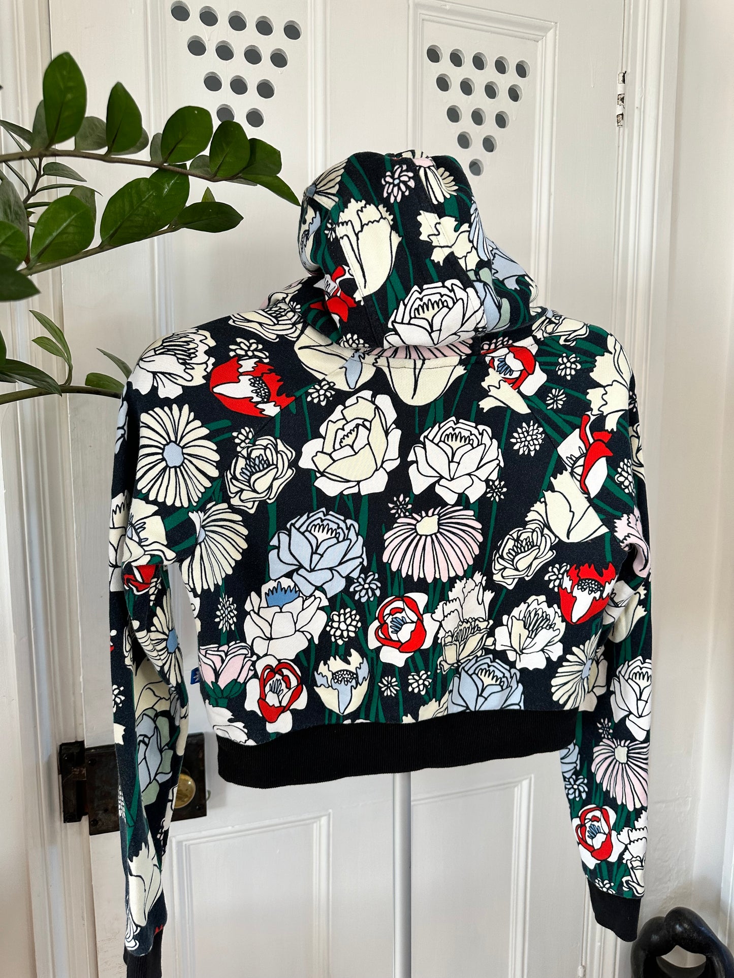 Adidas Flower Design Cropped Hoodie Women’s XS