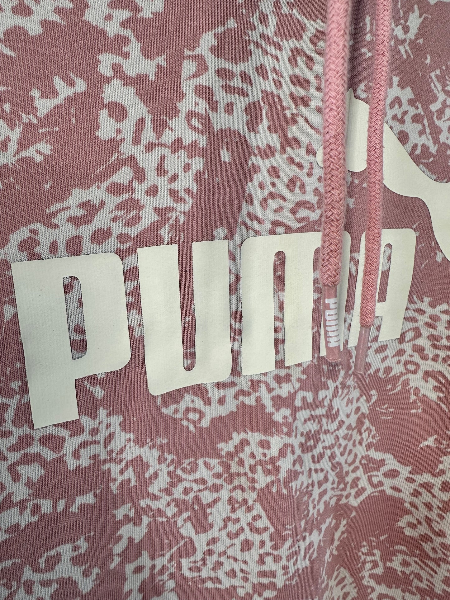 Puma Pink Animal Print Cropped Hoodie Women’s XS