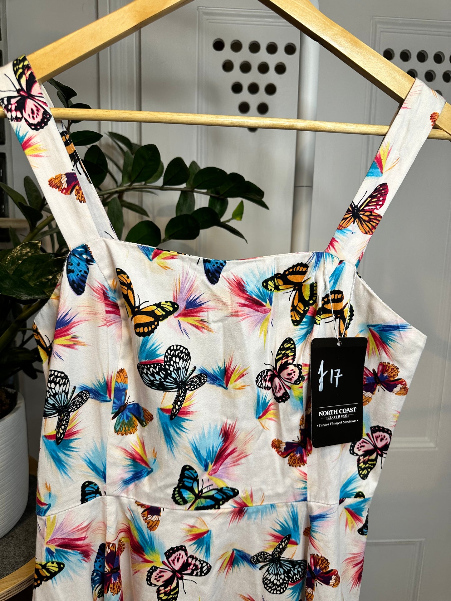 Butterfly Print Skater Dress – Colourful Festival Summer Dress – Size S/M