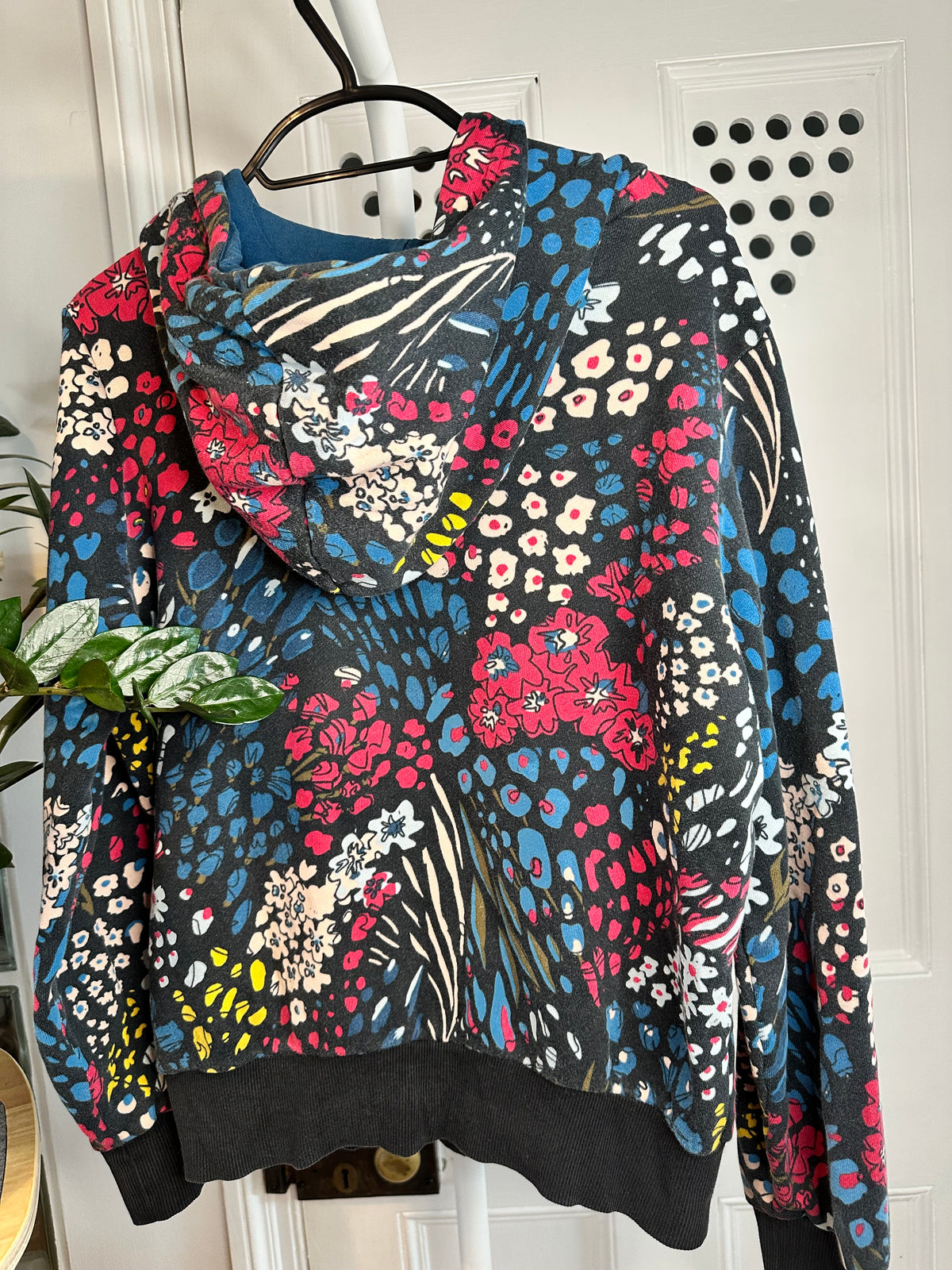 Adidas Originals Women’s All-Over Floral Trefoil Hoodie – Black/Multi – UK 8