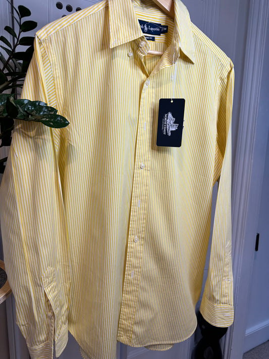 Ralph Lauren Yellow & White Striped Shirt - Men’s Medium
