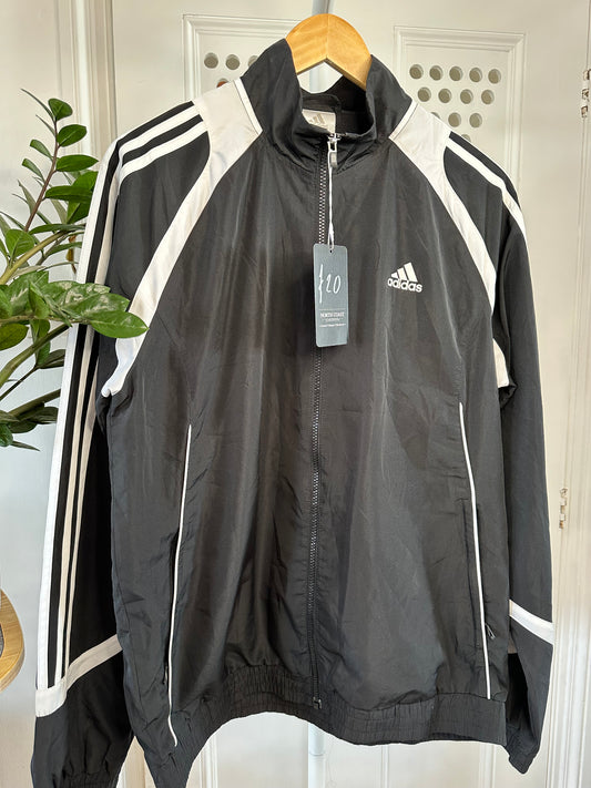 Adidas Black Track Jacket Full Zip - Medium Relaxed Fit