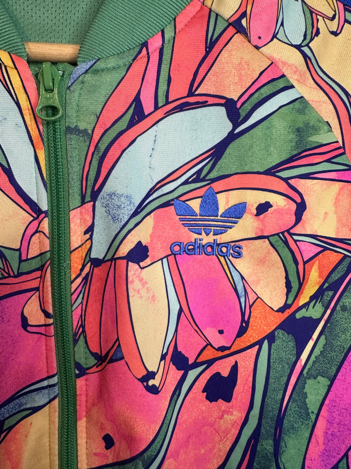 Adidas Originals x FARM Rio -  Women’s Floral Banana Firebird Track Jacket – Green / Pink / Orange – UK 10