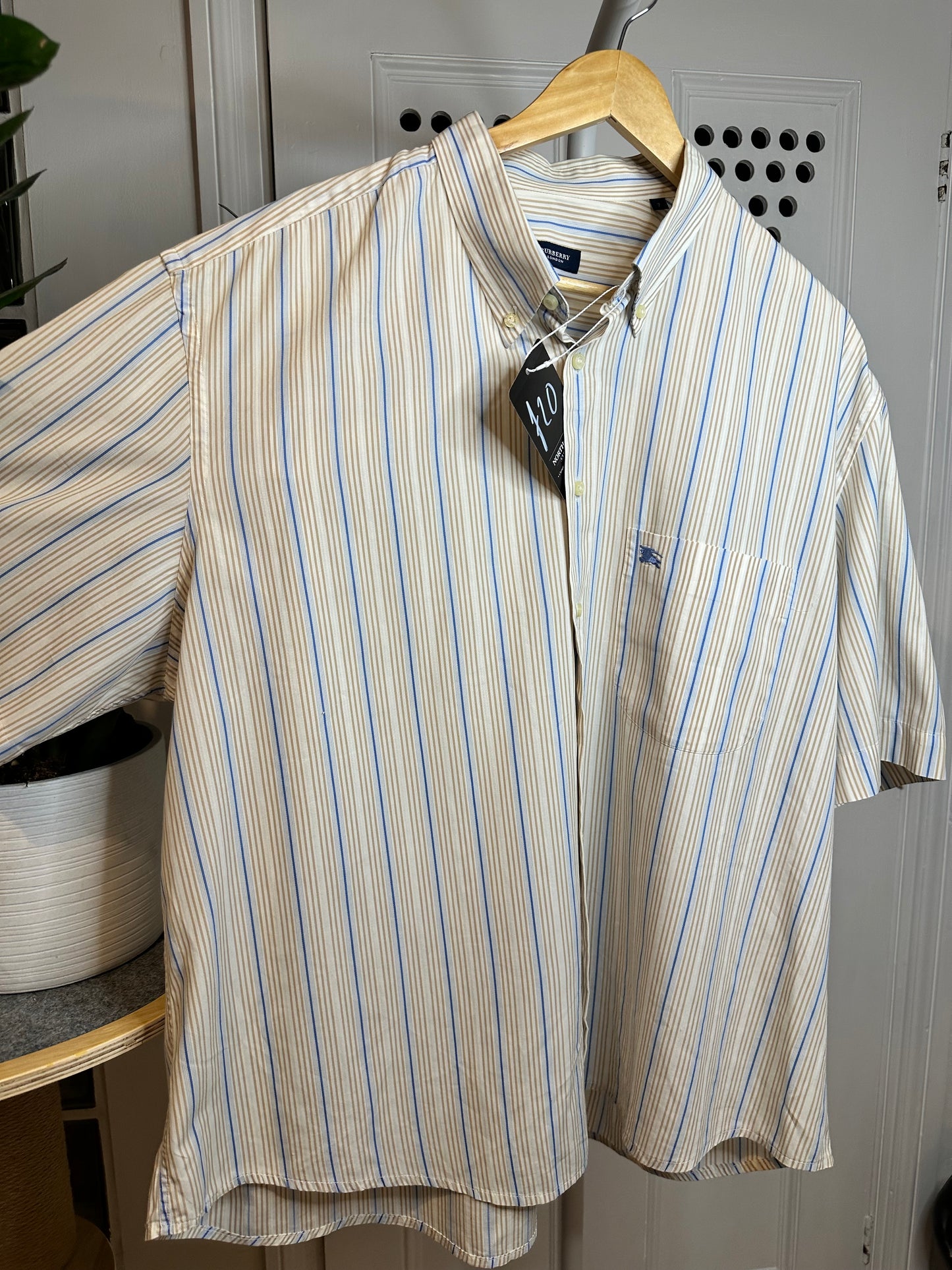 Burberry Short Sleeve Shirt Striped Oversized Loose Relaxed Fit - Men’s XL