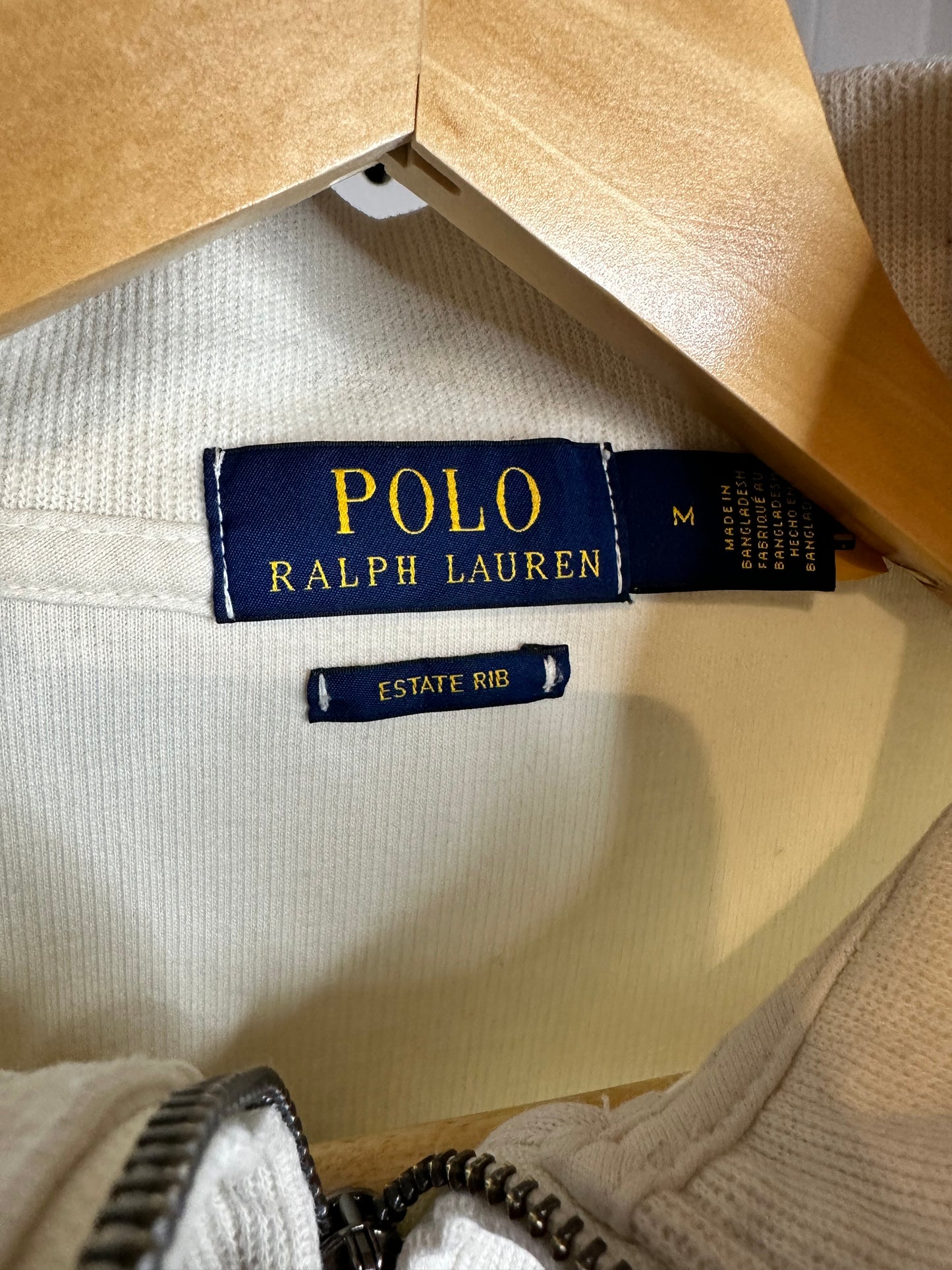 Polo Ralph Lauren Quarter Zip Cream Pullover Jumper - Men’s Medium