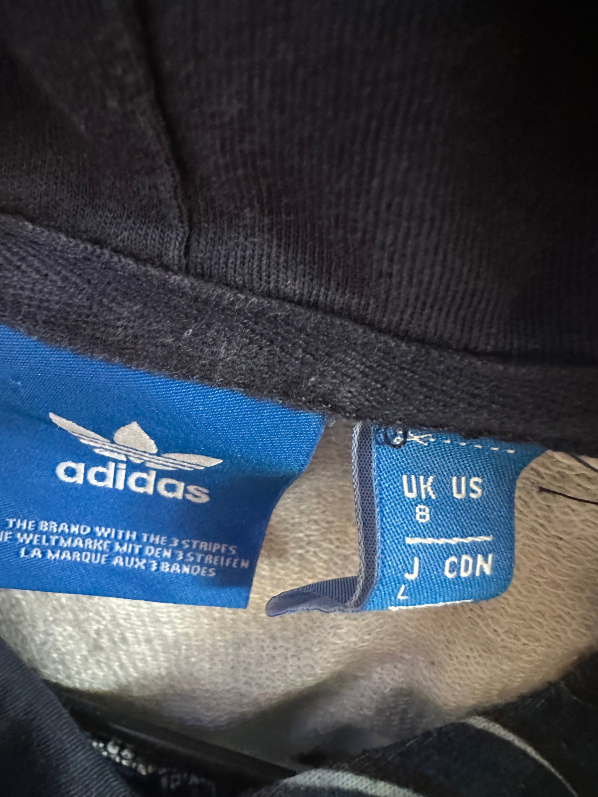 Adidas Originals All-Over Contour Trefoil Hoodie – Navy Blue – UK 8