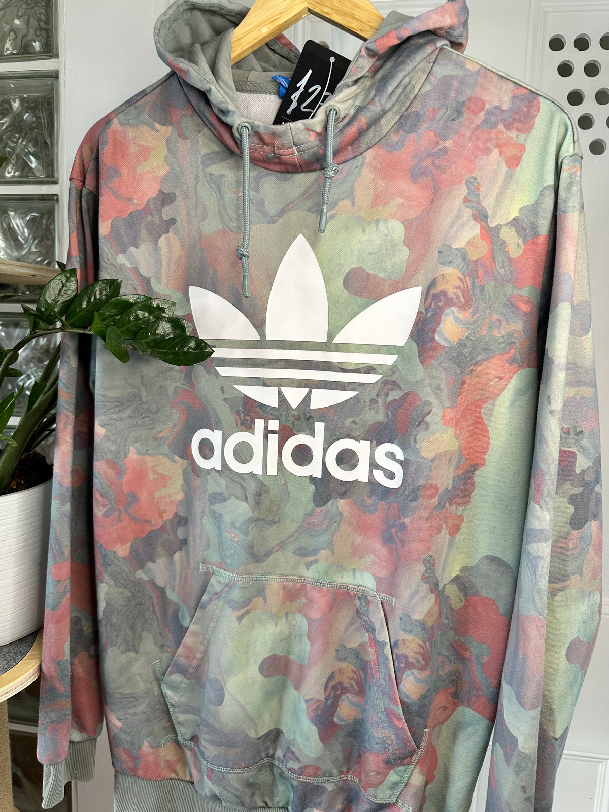 Adidas Originals Marble Print Trefoil Hoodie – UK 8 / Relaxed Fit Up to UK 12