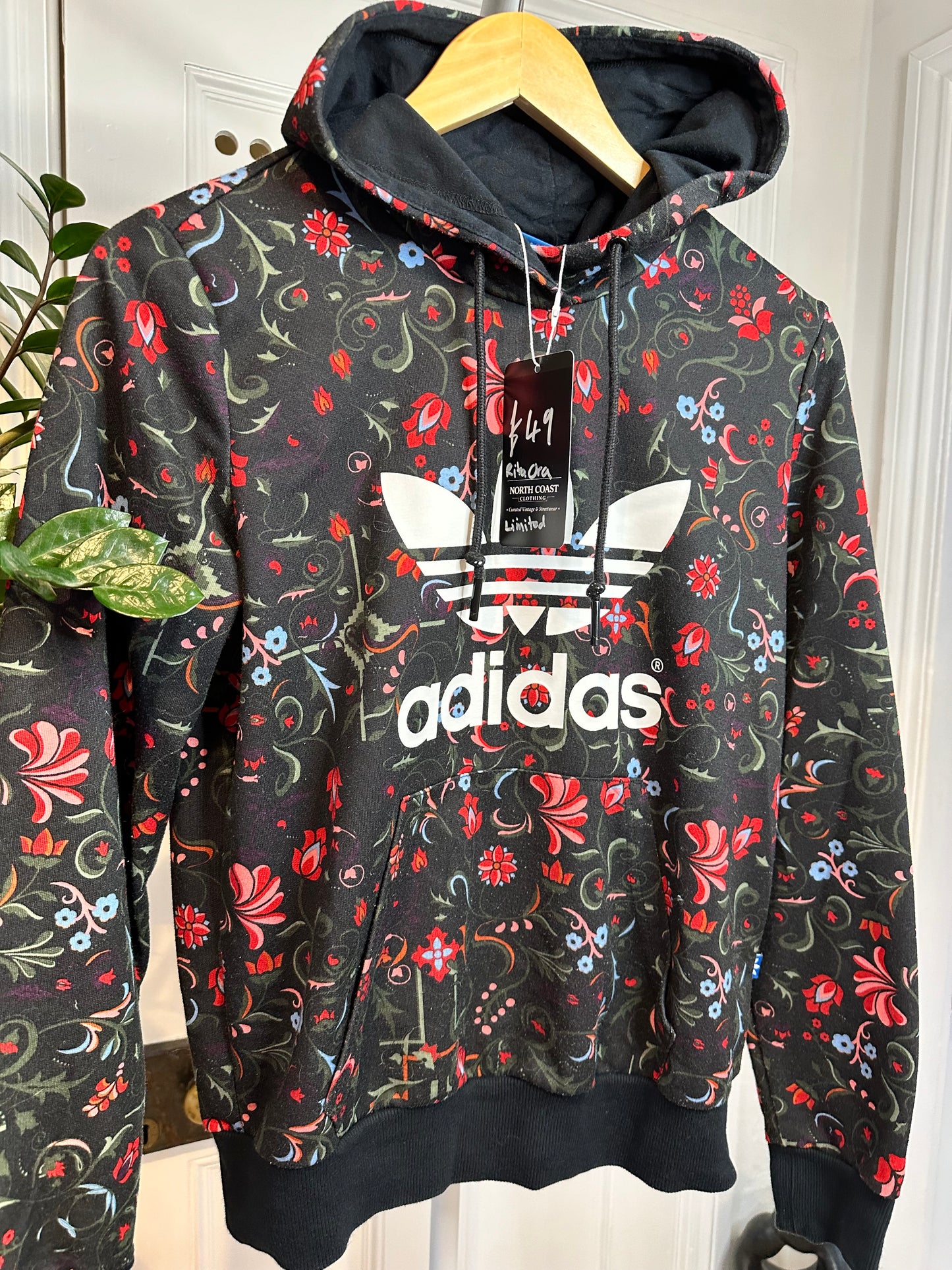 Adidas Black / Floral Hoodie - Women’s Small