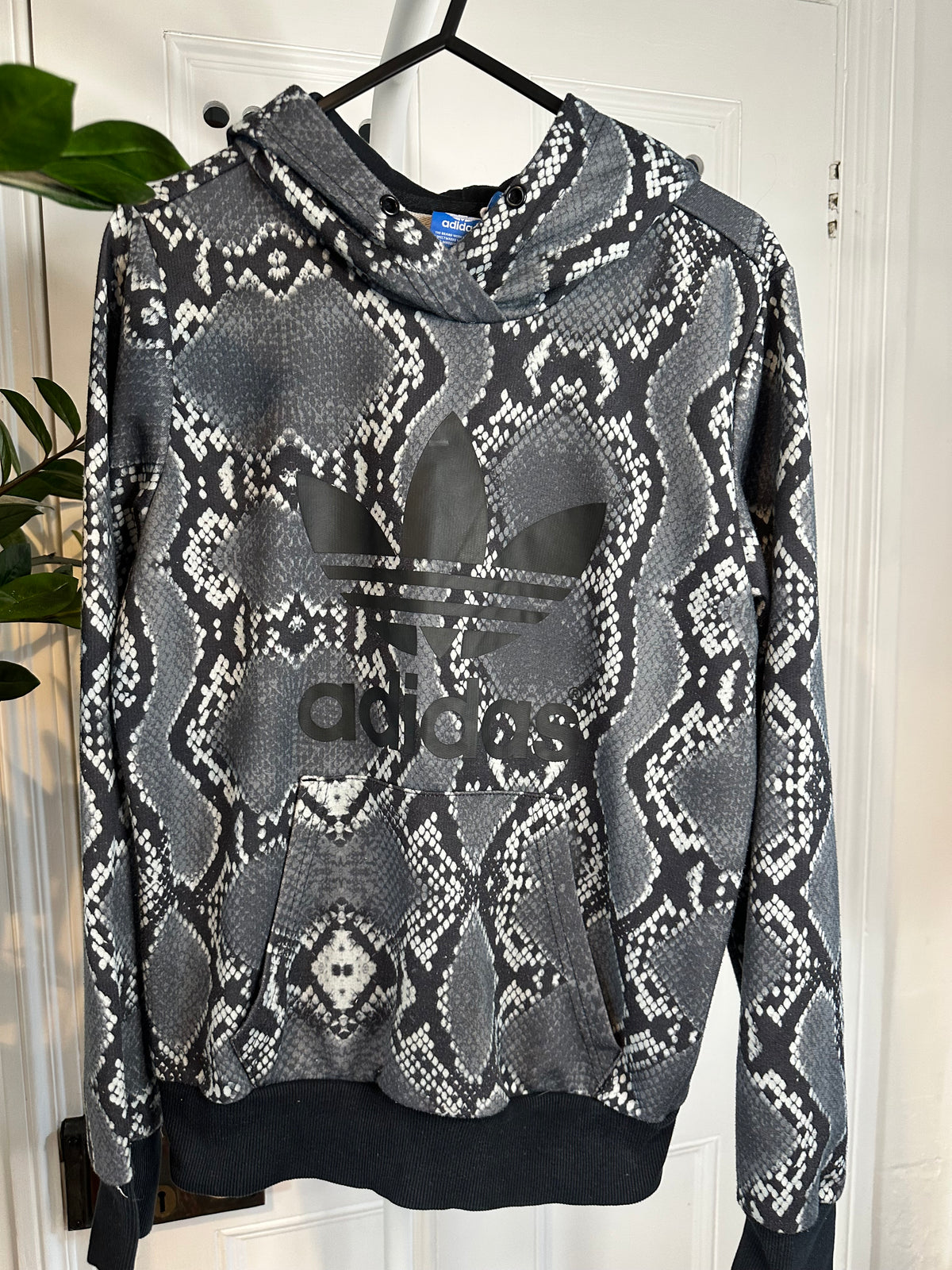 Adidas Originals Snakeskin Print Hoodie – Black / Grey – UK 8
