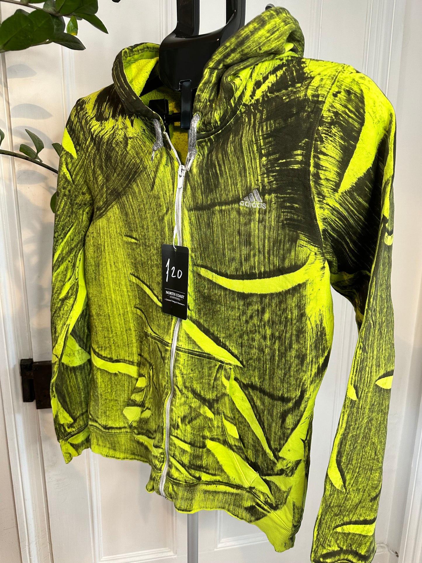 Adidas Full Zip Hoodie Women’s Medium / Men’s Small - Neon Green and Black Tie Dye