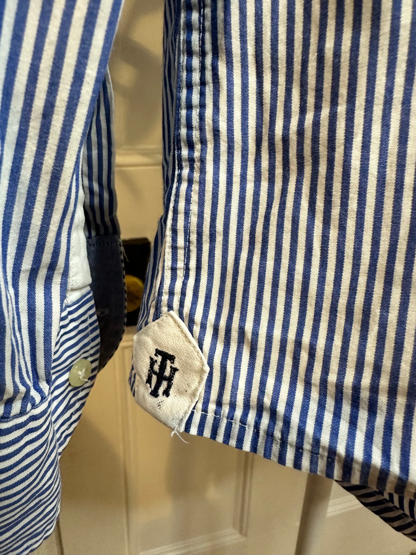 Tommy Hilfiger Blue & White Striped Summer Shirt - Medium