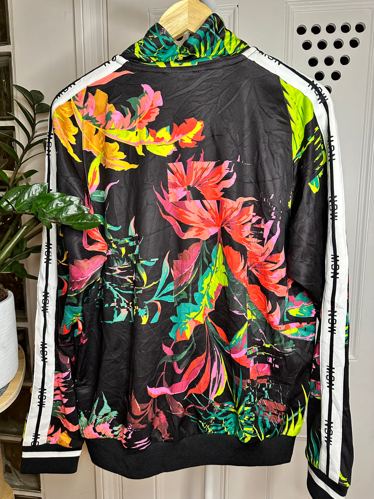Nike Sportswear Tropical Floral Track Jacket – Black/Multi – Relaxed Size Small