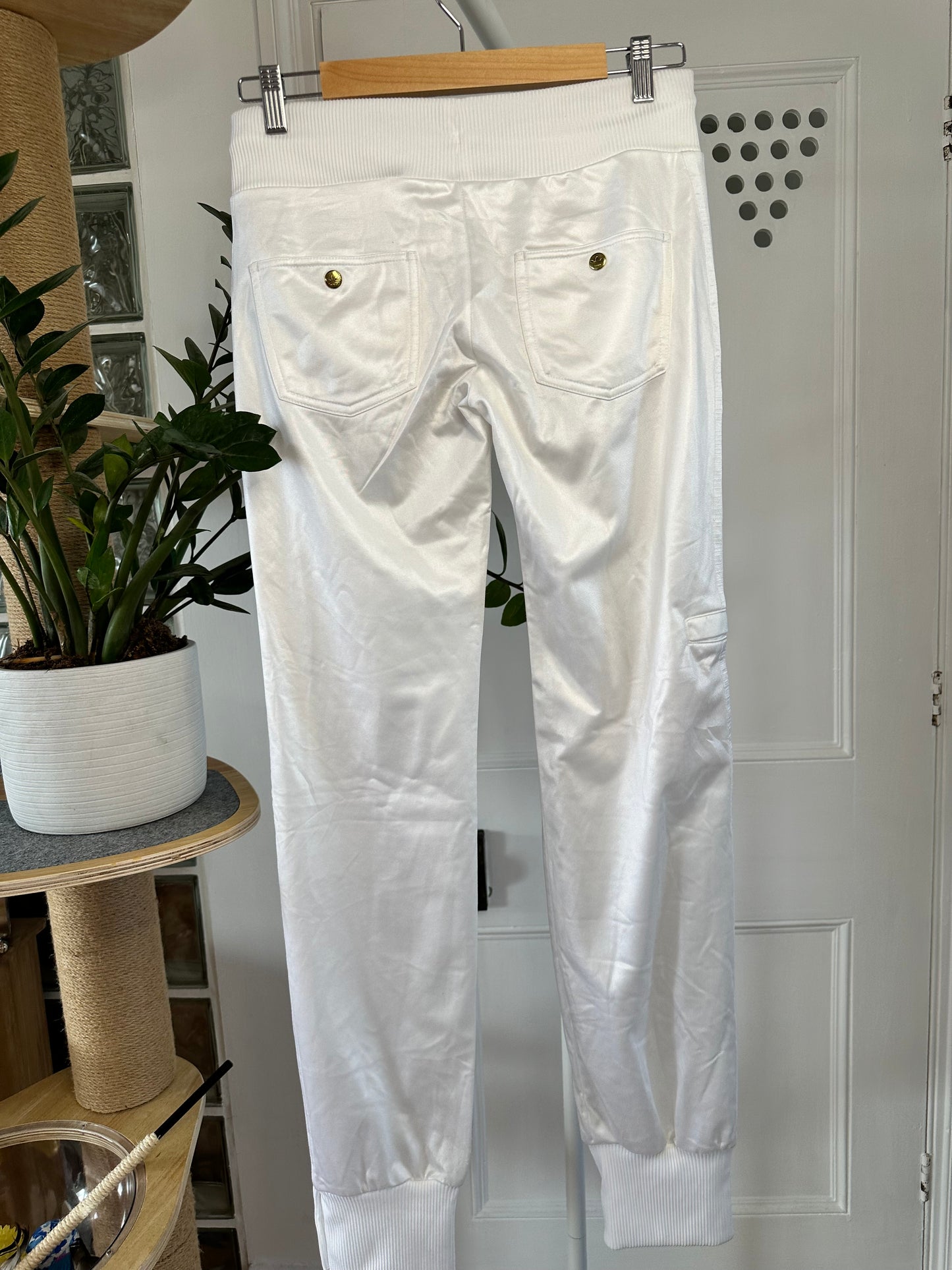 Adidas x Missy Elliot ‘Respect Me’ Joggers Track Pants.White with Gold Poppers. 34x32. Y2K Classics.