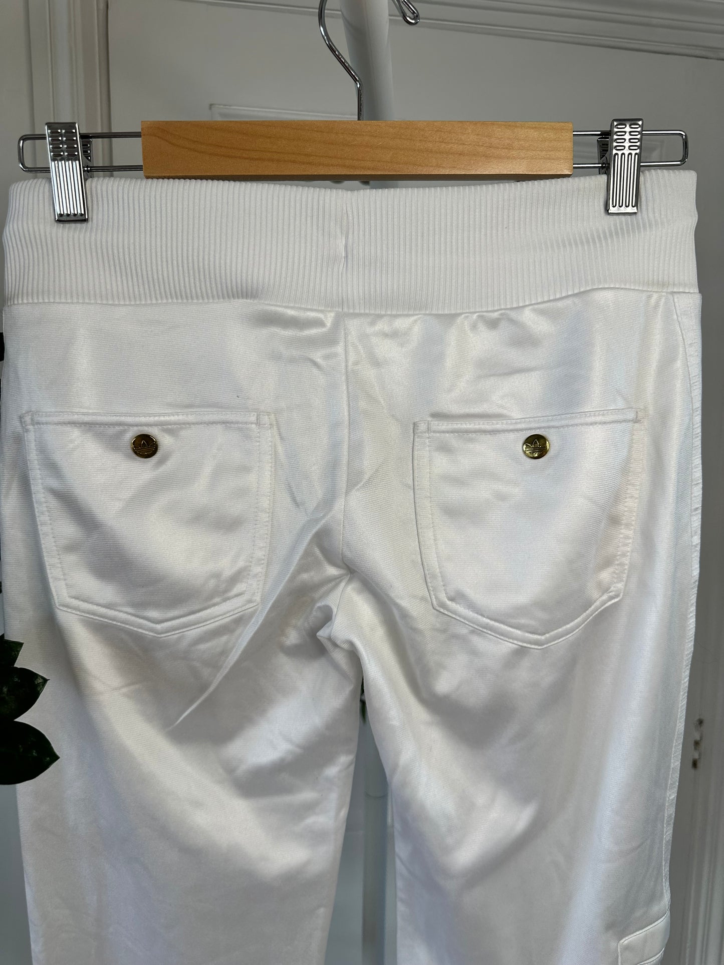 Adidas x Missy Elliot ‘Respect Me’ Joggers Track Pants.White with Gold Poppers. 34x32. Y2K Classics.