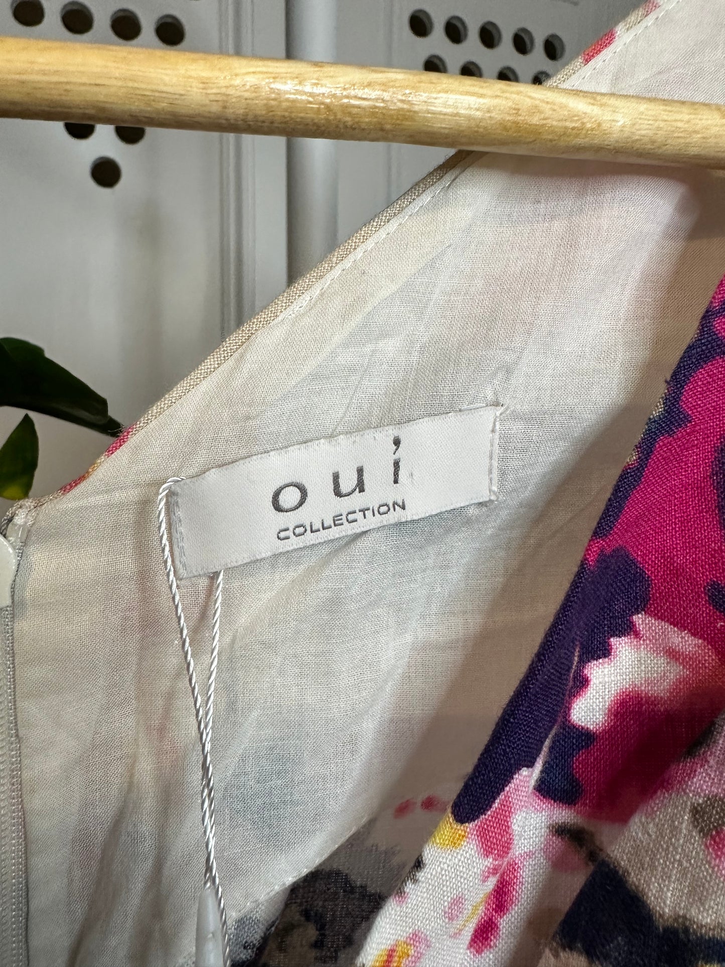 Oui Collection Linen Floral Dress – Fit & Flare – Summer Midi – Size UK 10